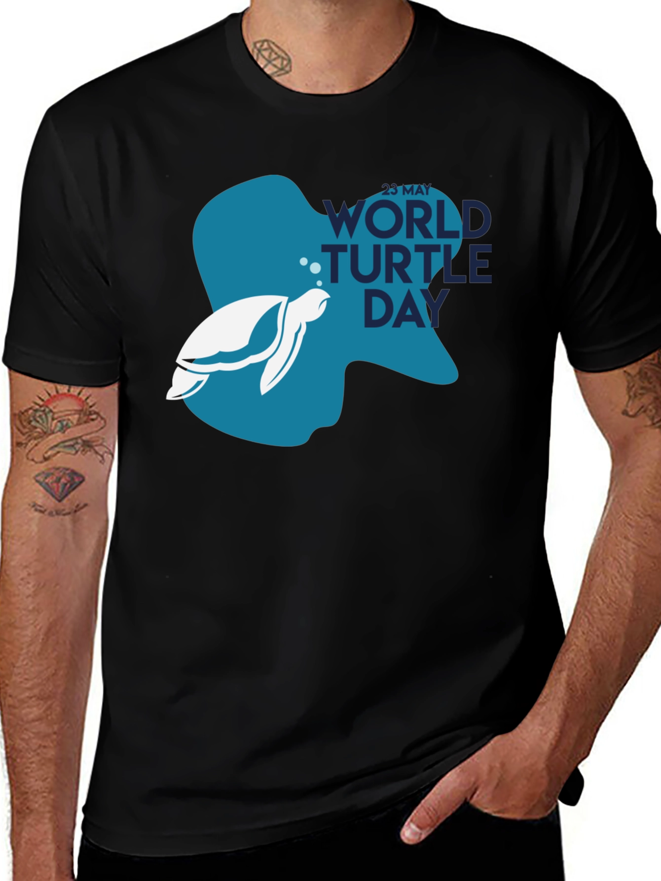 World Turtle Day T-Shirt - Black Cotton Tee