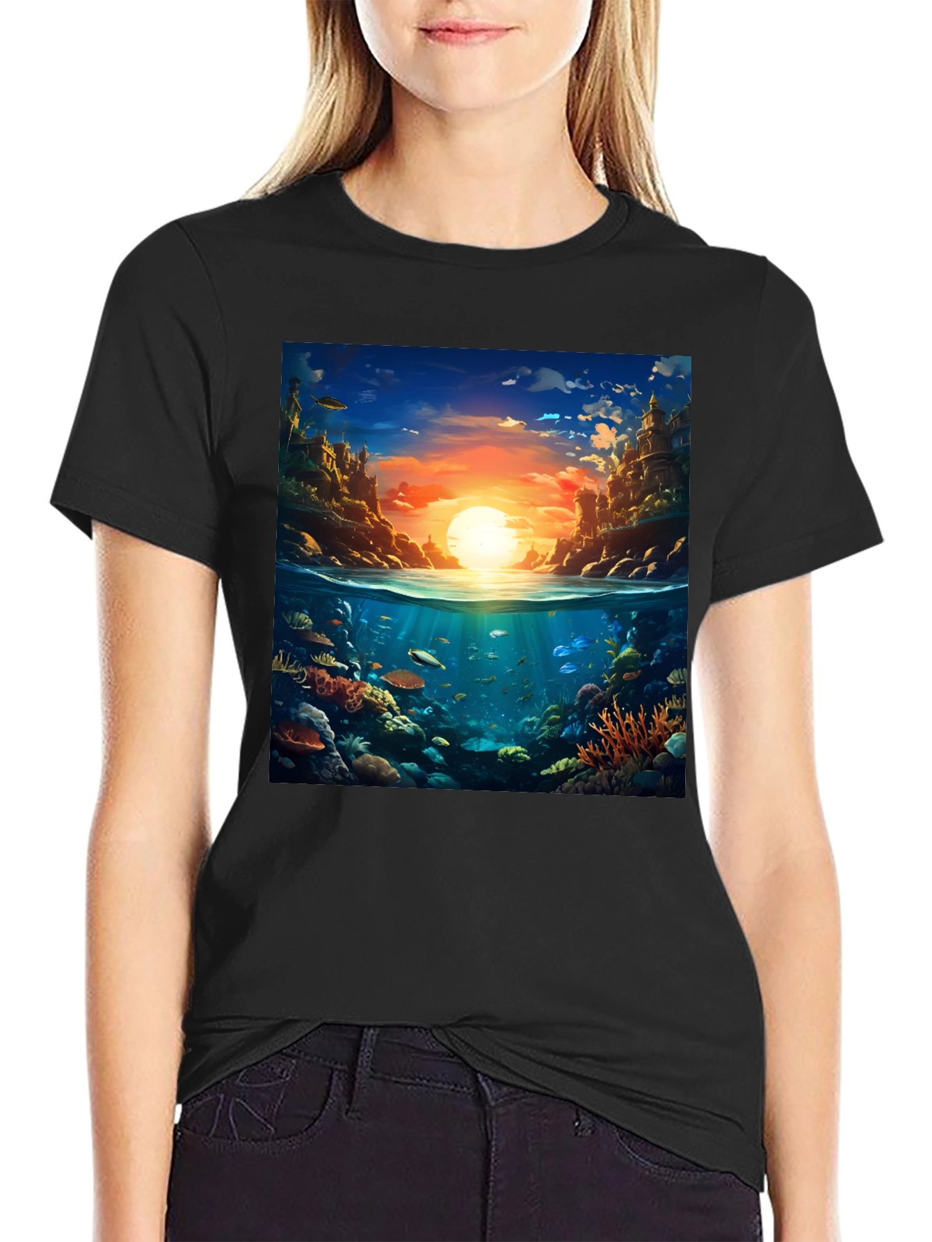 Ocean Reef Scene Graphic Tee - Dive into Style