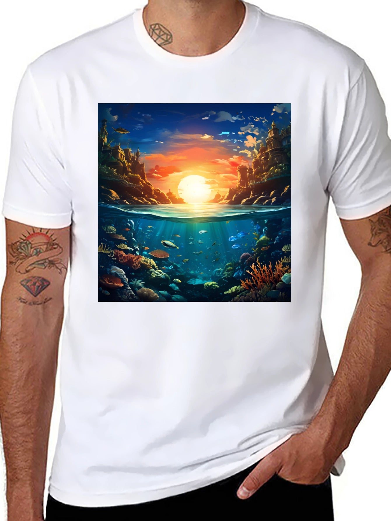 Ocean Reef Scene Graphic Tee - Dive into Style