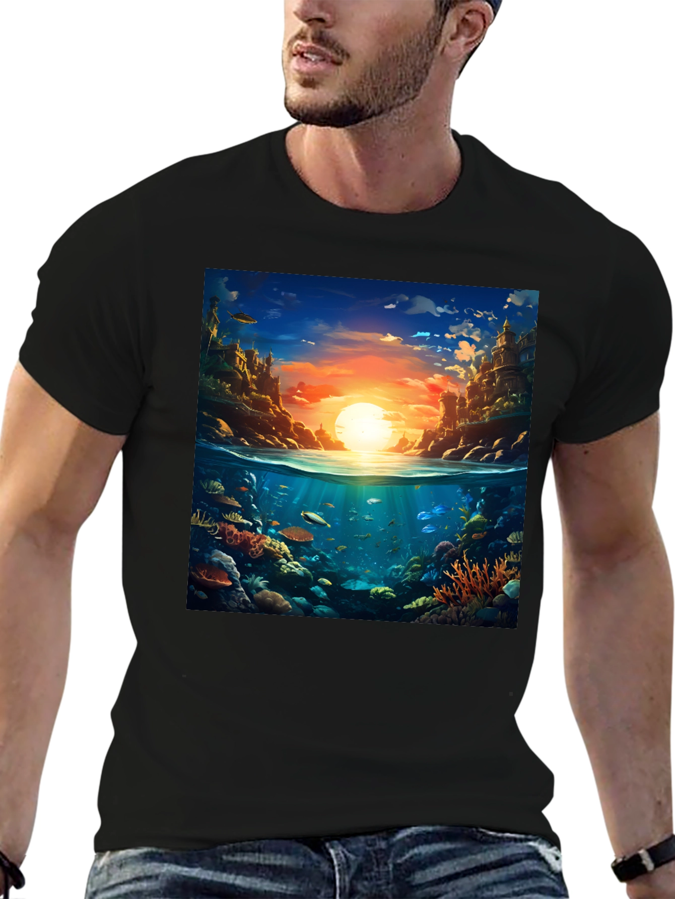 Ocean Reef Scene Graphic Tee - Dive into Style