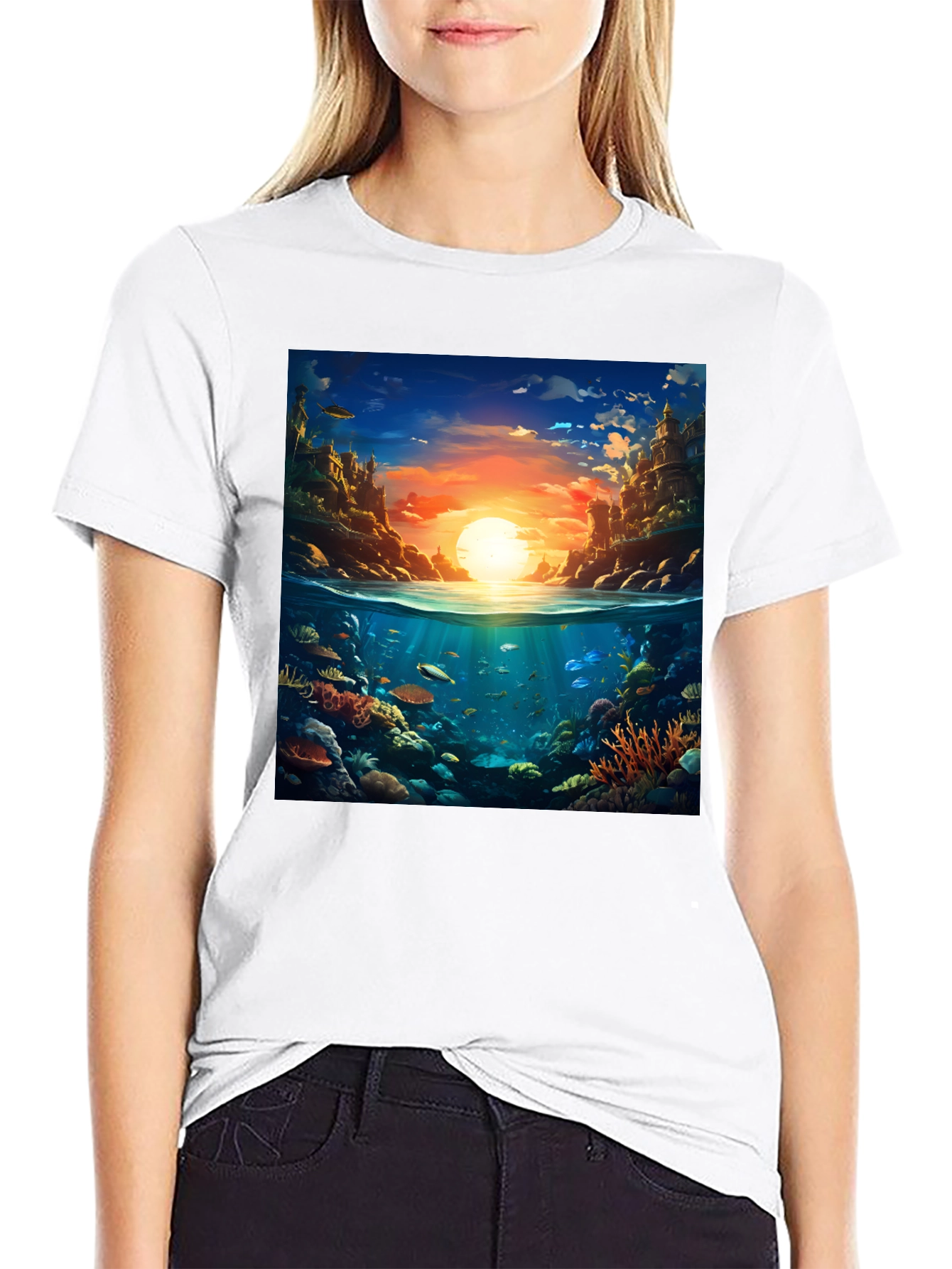 Ocean Reef Scene Graphic Tee - Dive into Style