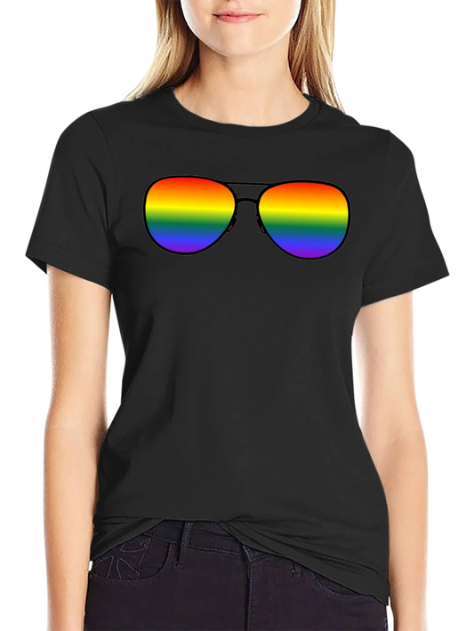 Rainbow Sunglasses Black T-Shirt
