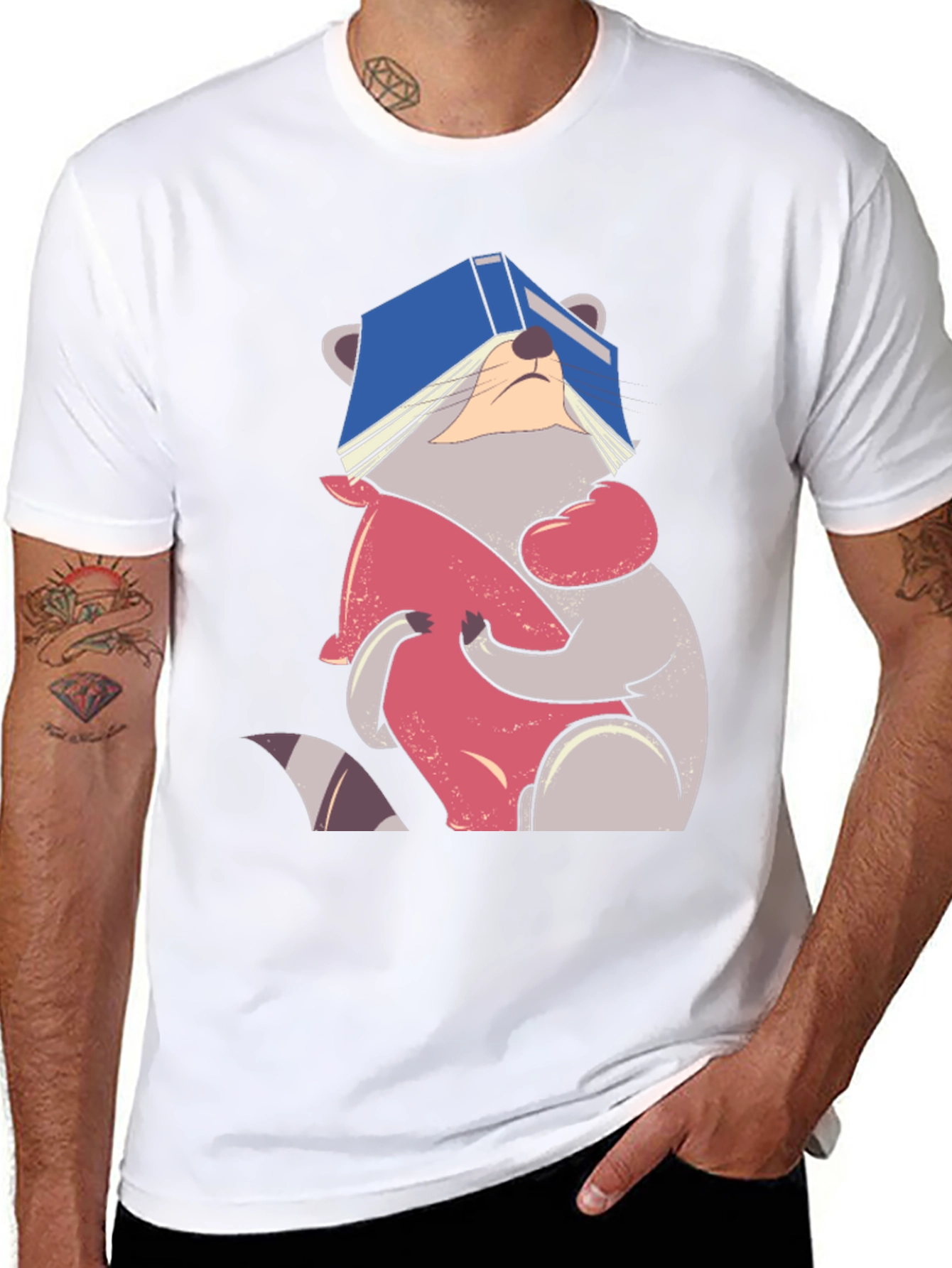 Raccoon Reading Book T-Shirt