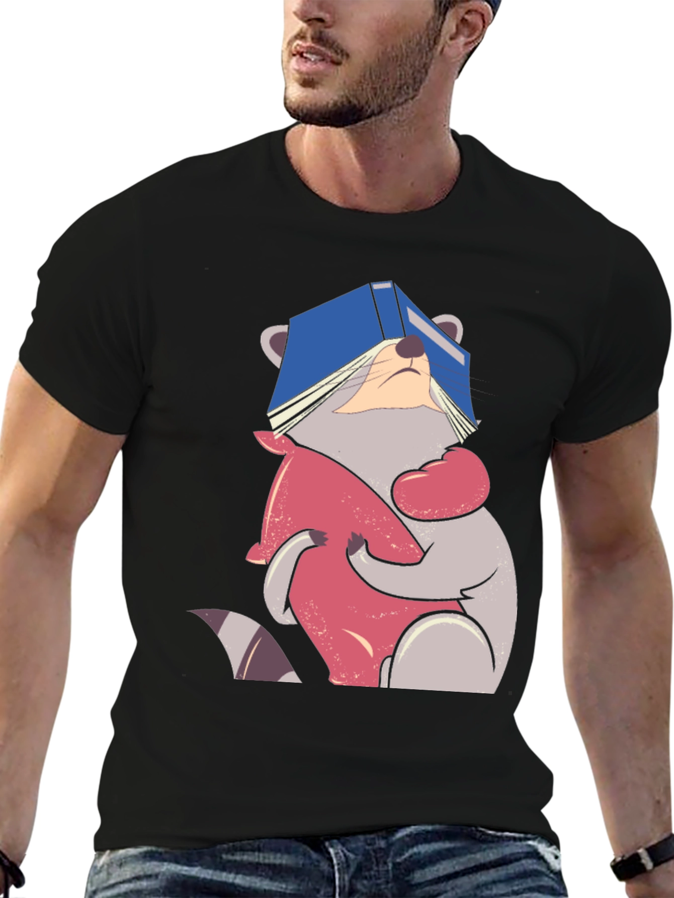 Raccoon Reading Book T-Shirt