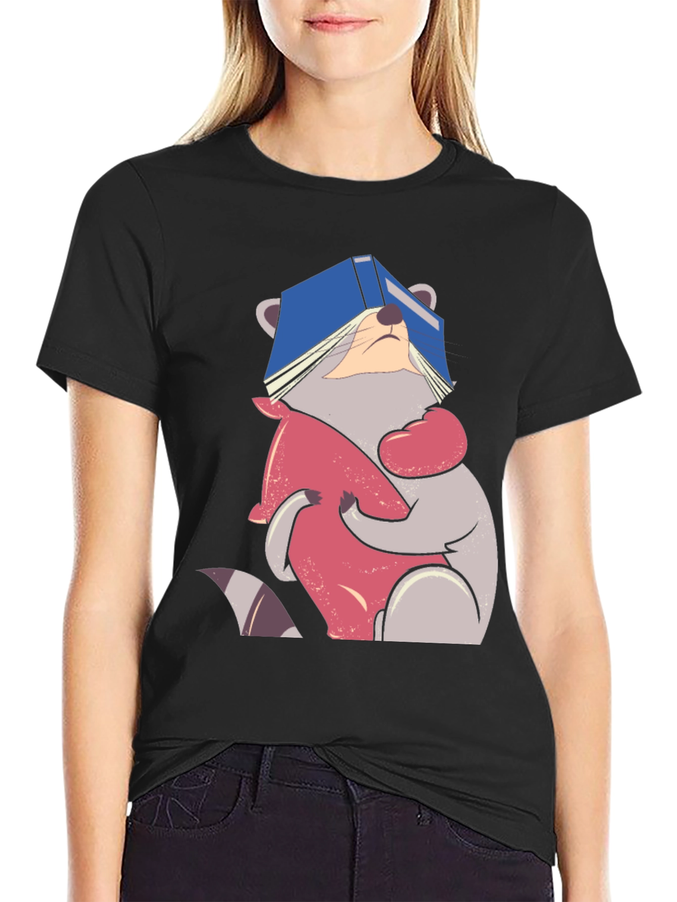 Raccoon Reading Book T-Shirt