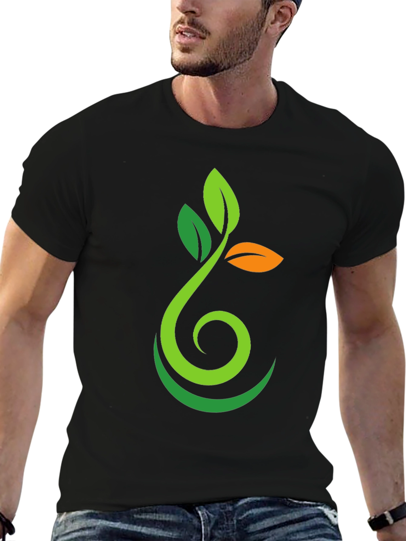 Nature Sprout Graphic Black T-Shirt