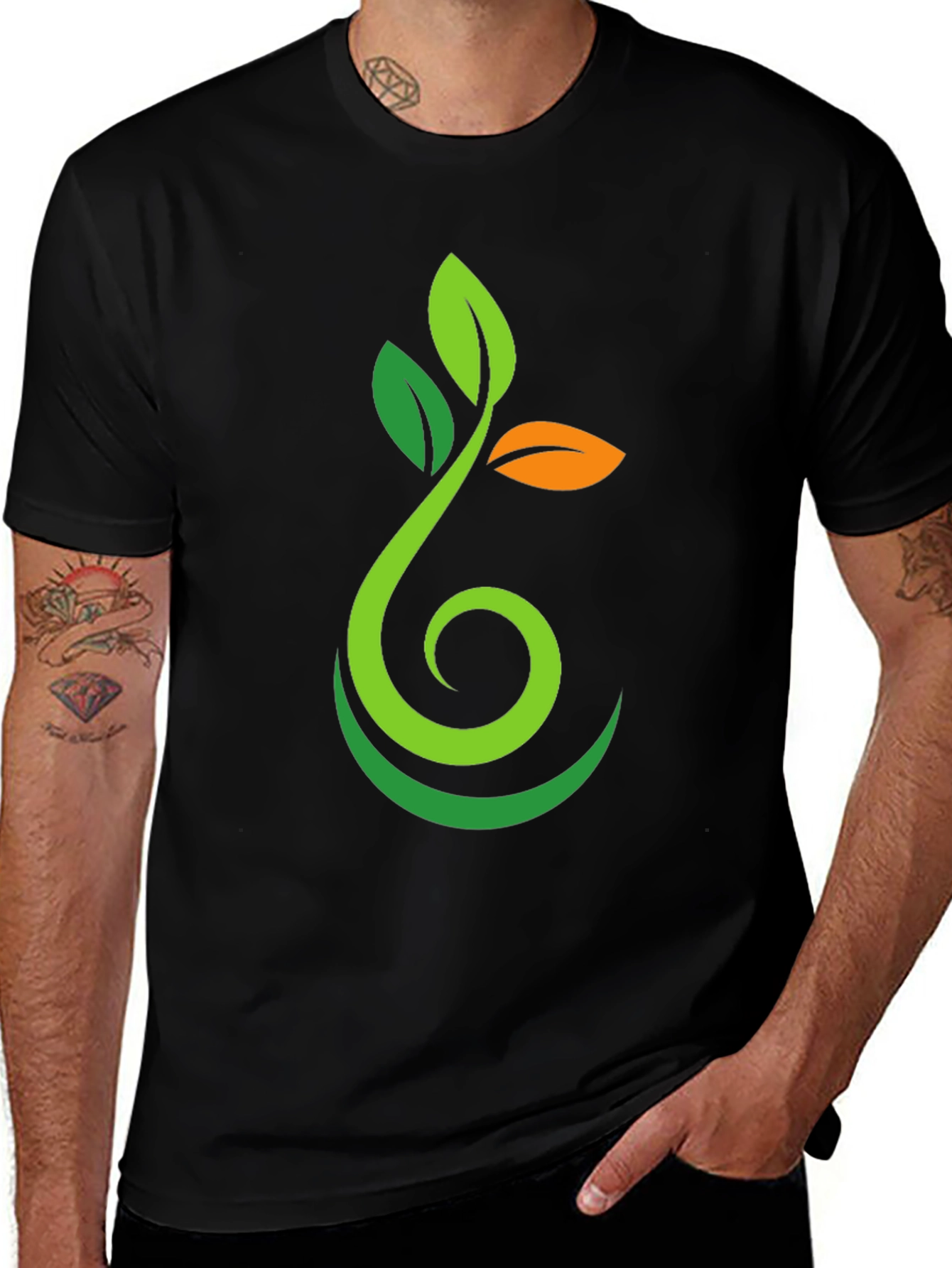 Nature Sprout Graphic Black T-Shirt