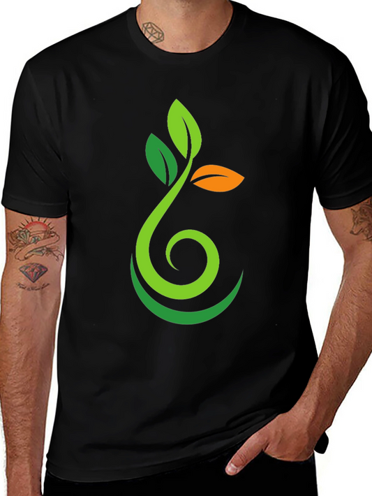 Nature Sprout Graphic Black T-Shirt