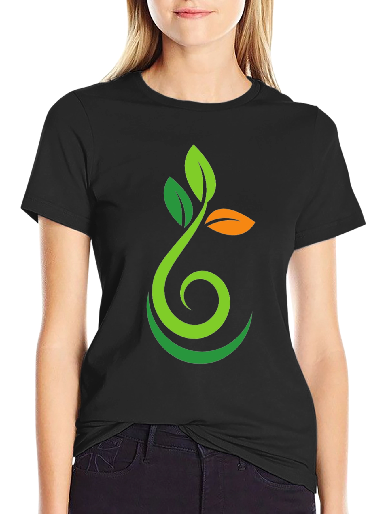 Nature Sprout Graphic Black T-Shirt