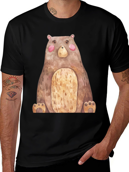 Cute Bear Graphic Print Crew Neck T-Shirt