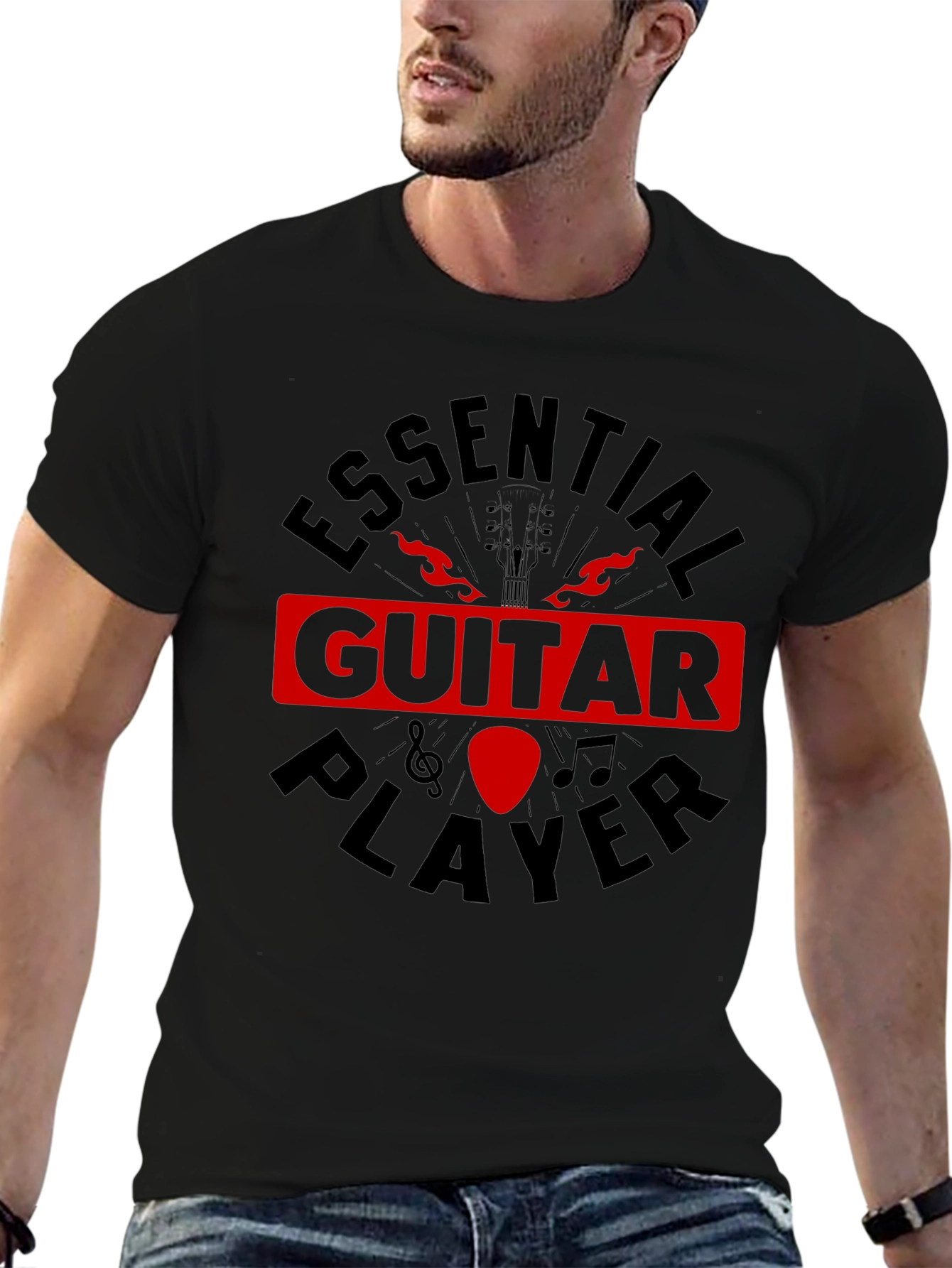 Essential Guitar Player Black Graphic Tee