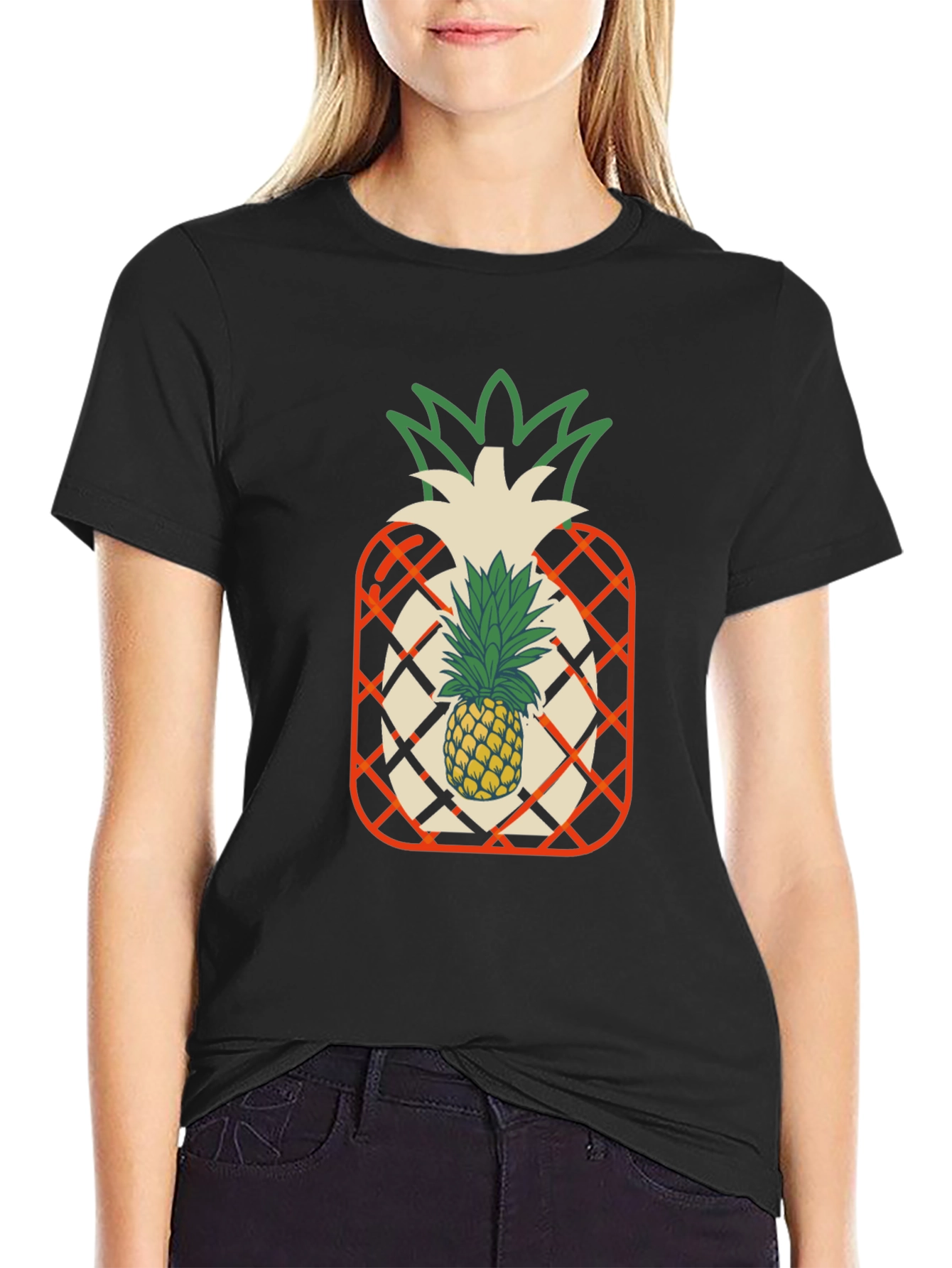 Pineapple Graphic Black T-Shirt