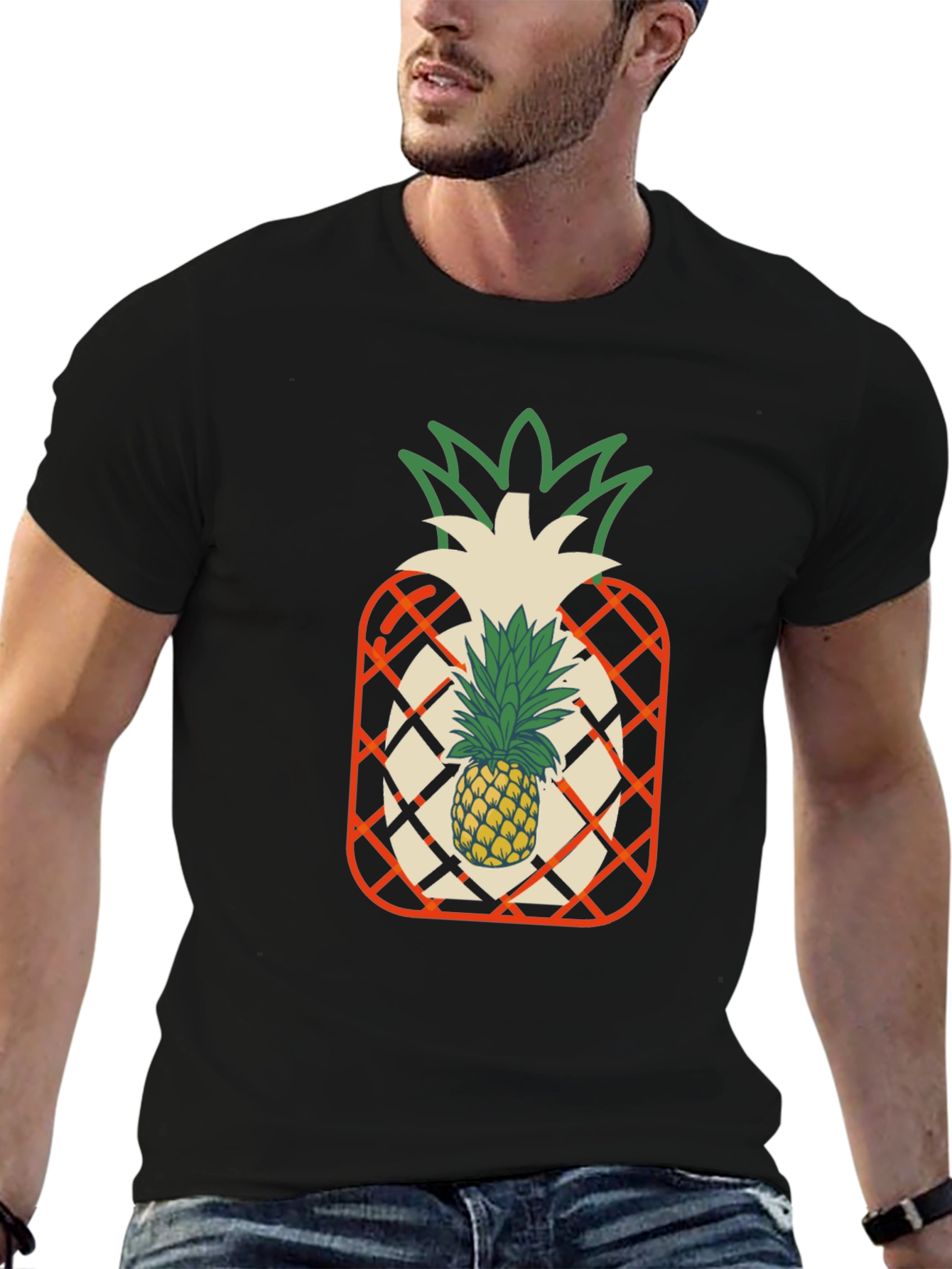 Pineapple Graphic Black T-Shirt