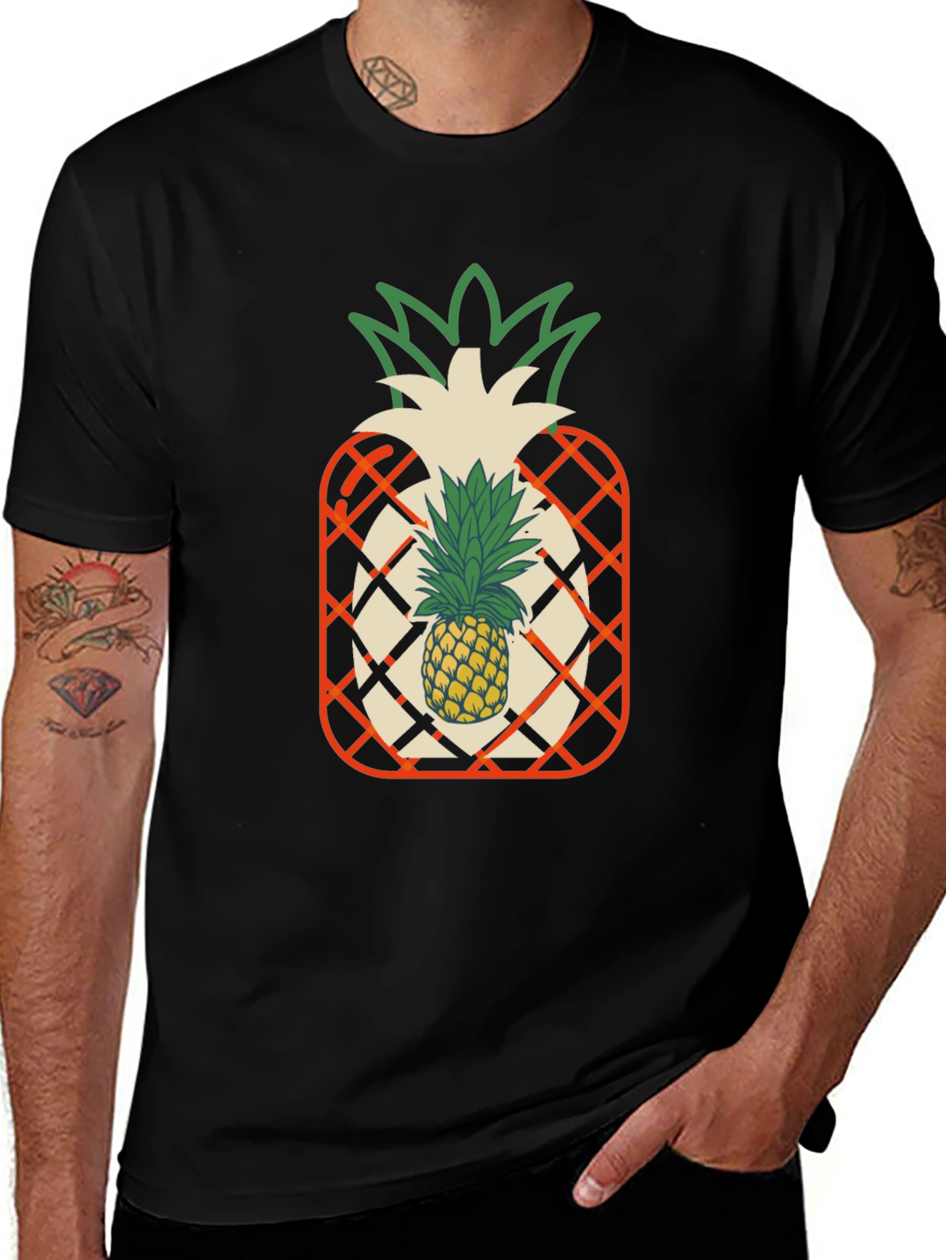 Pineapple Graphic Black T-Shirt
