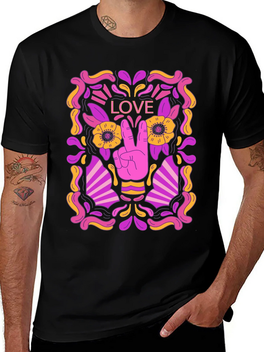 Peace & Love Graphic Tee - Retro Design