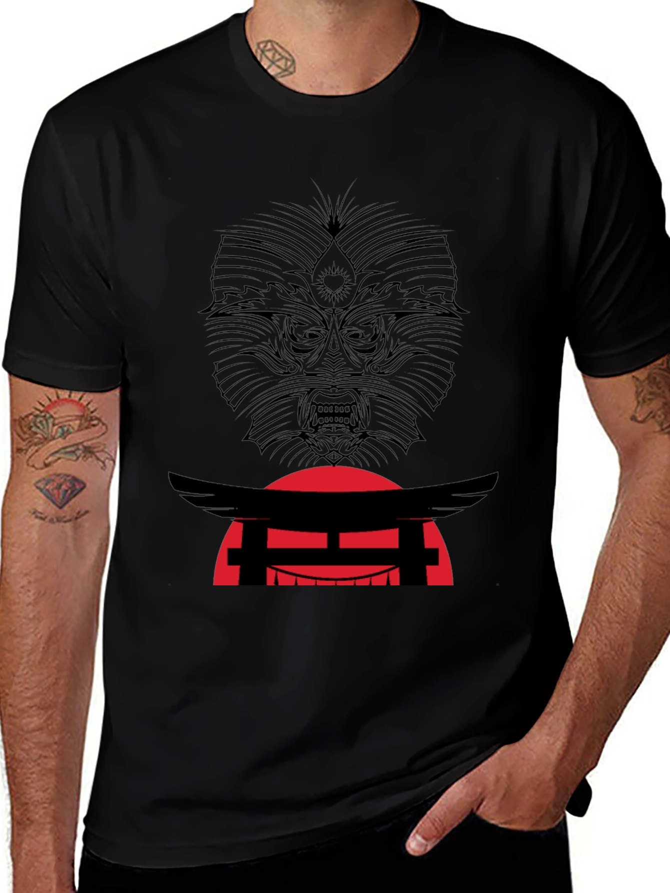 Graphic Tee: Japanese Gate & Mask Design