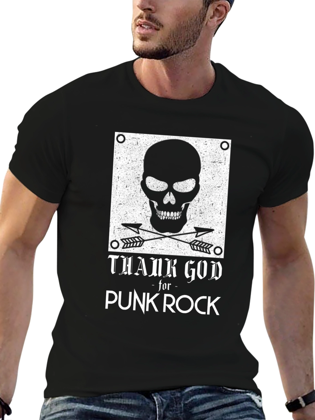 Punk Rock Skull Graphic T-Shirt