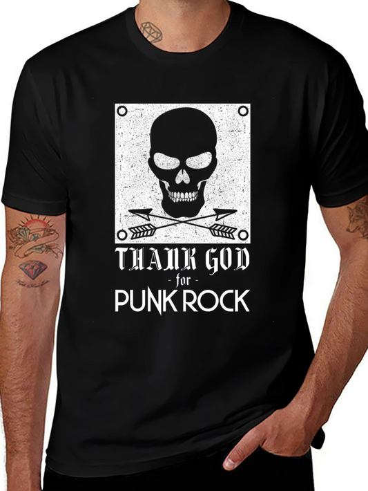Punk Rock Skull Graphic T-Shirt