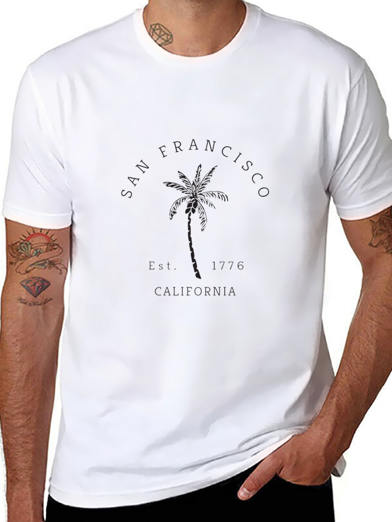 San Francisco Palm Tree Black T-Shirt