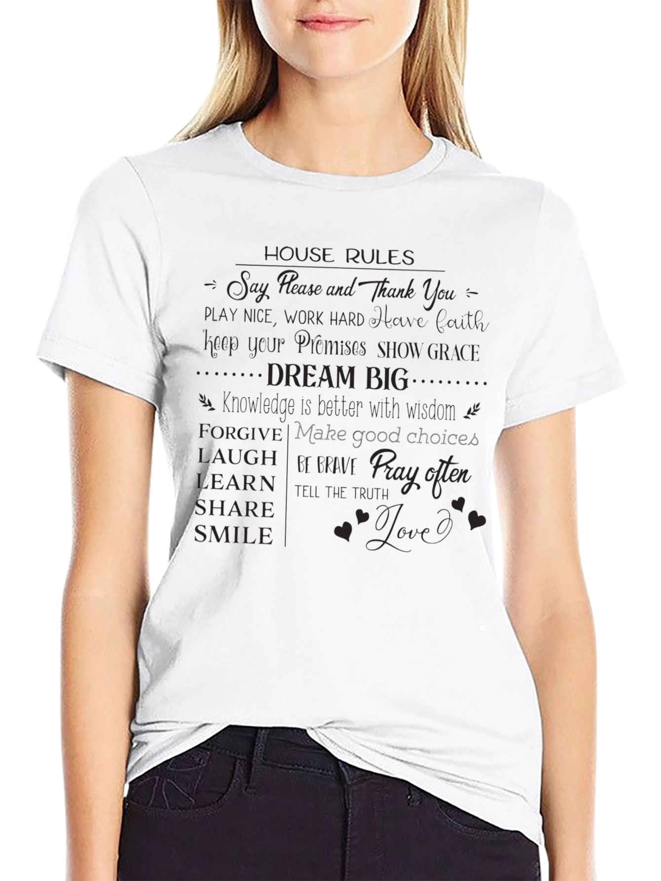 Black T-Shirt with House Rules Graphic