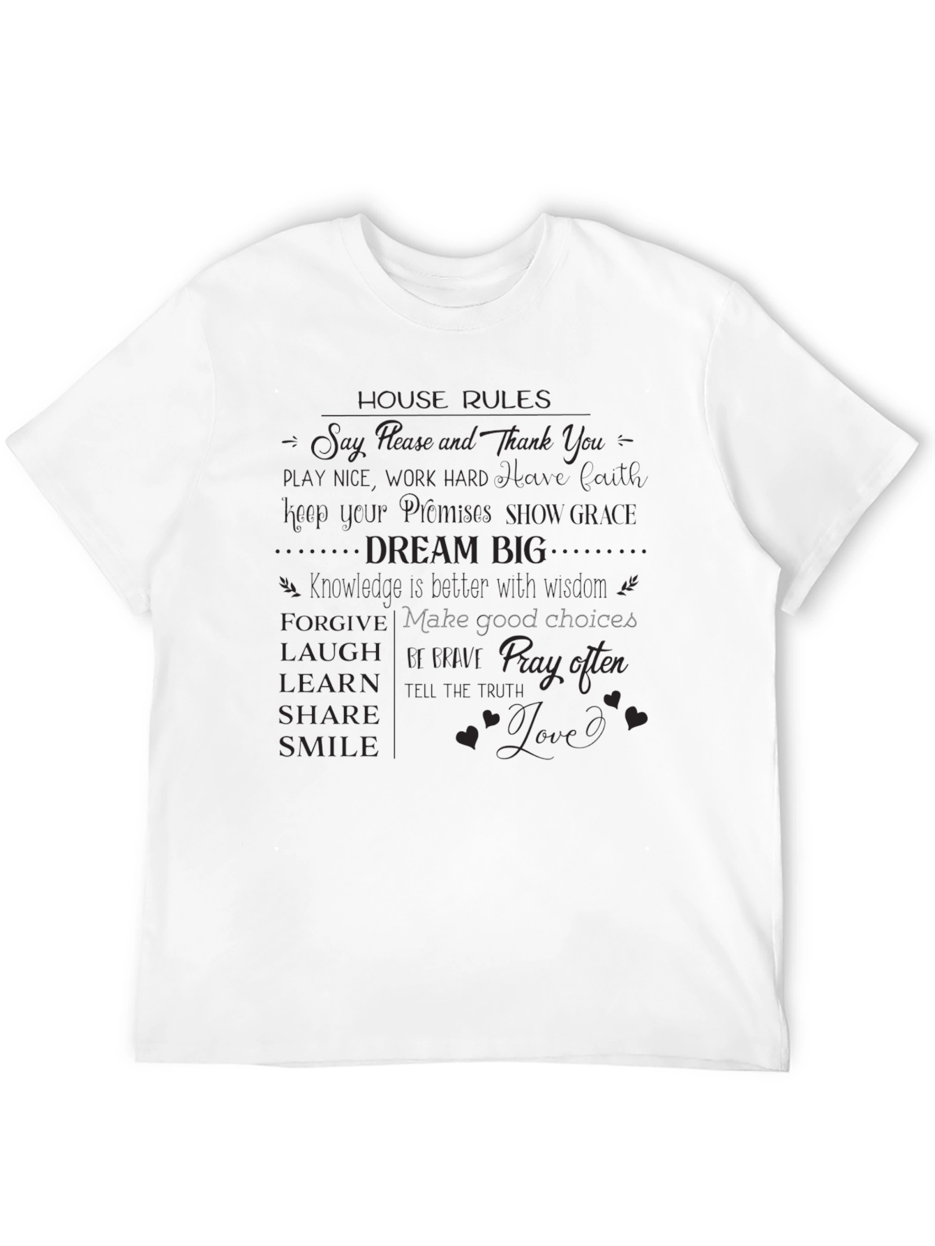 Black T-Shirt with House Rules Graphic