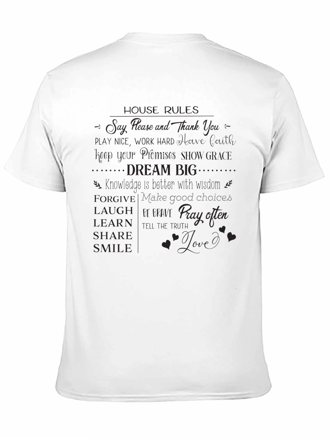 Black T-Shirt with House Rules Graphic