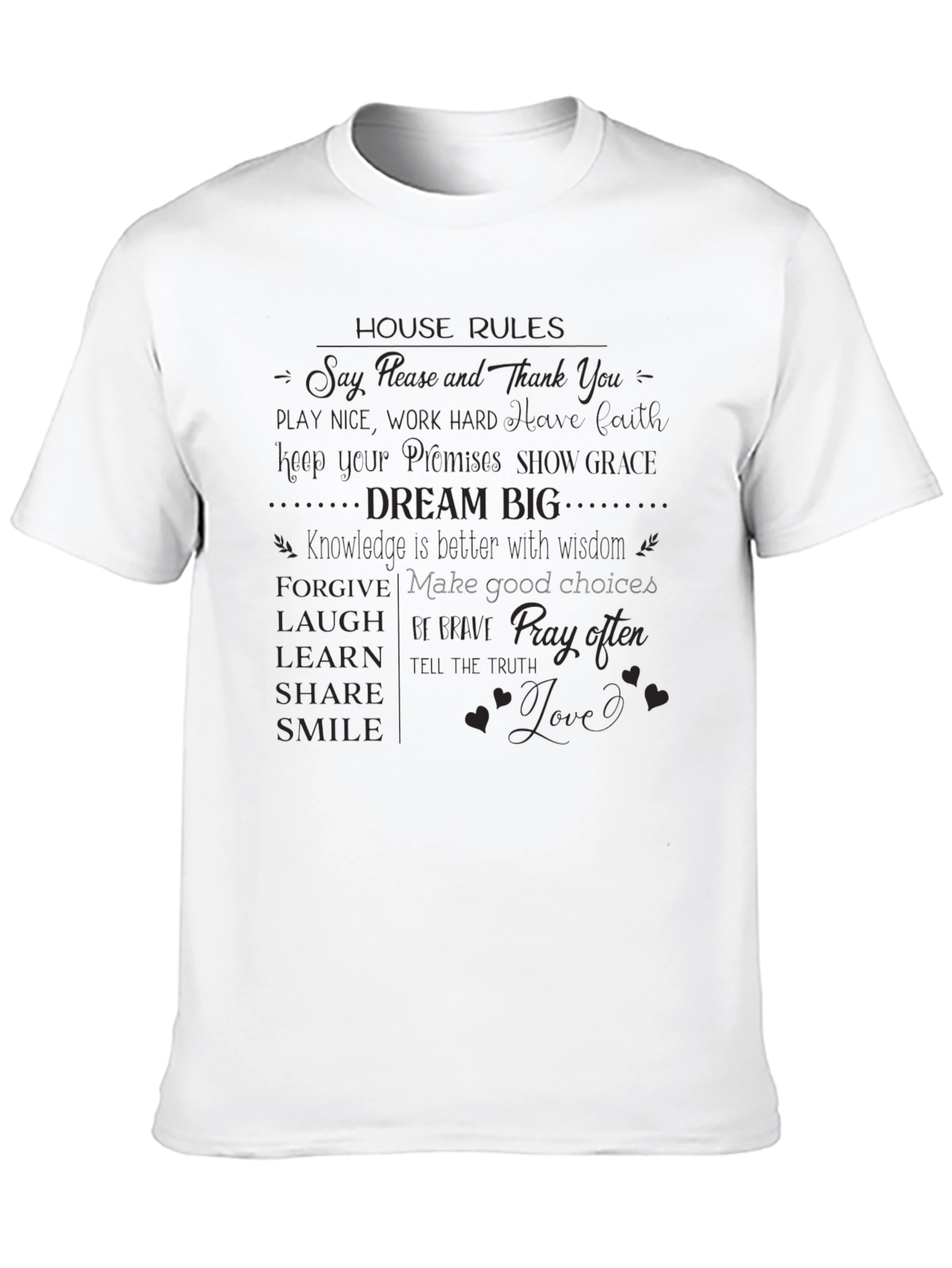 Black T-Shirt with House Rules Graphic
