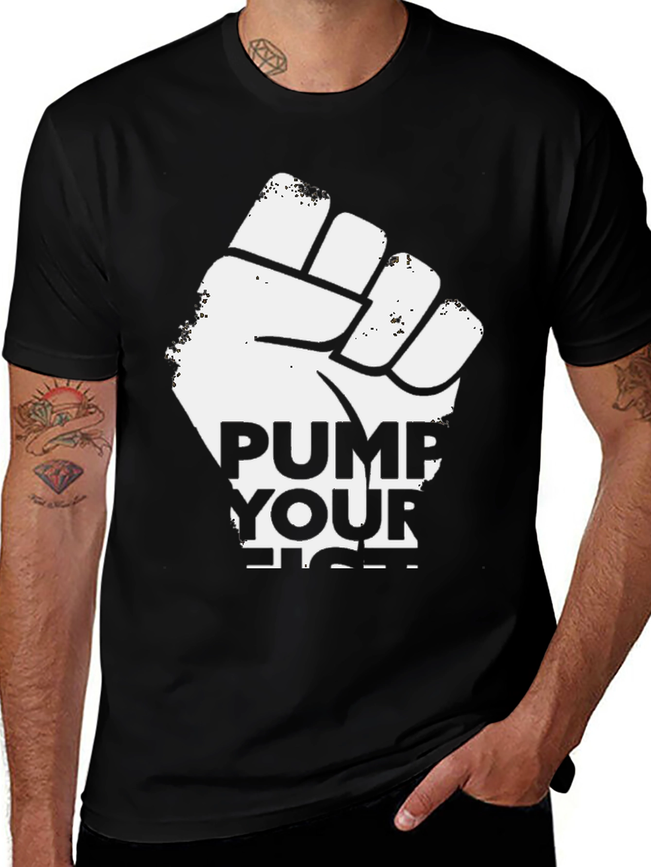 Pump Your Fist Graphic T-Shirt - Black Cotton Tee