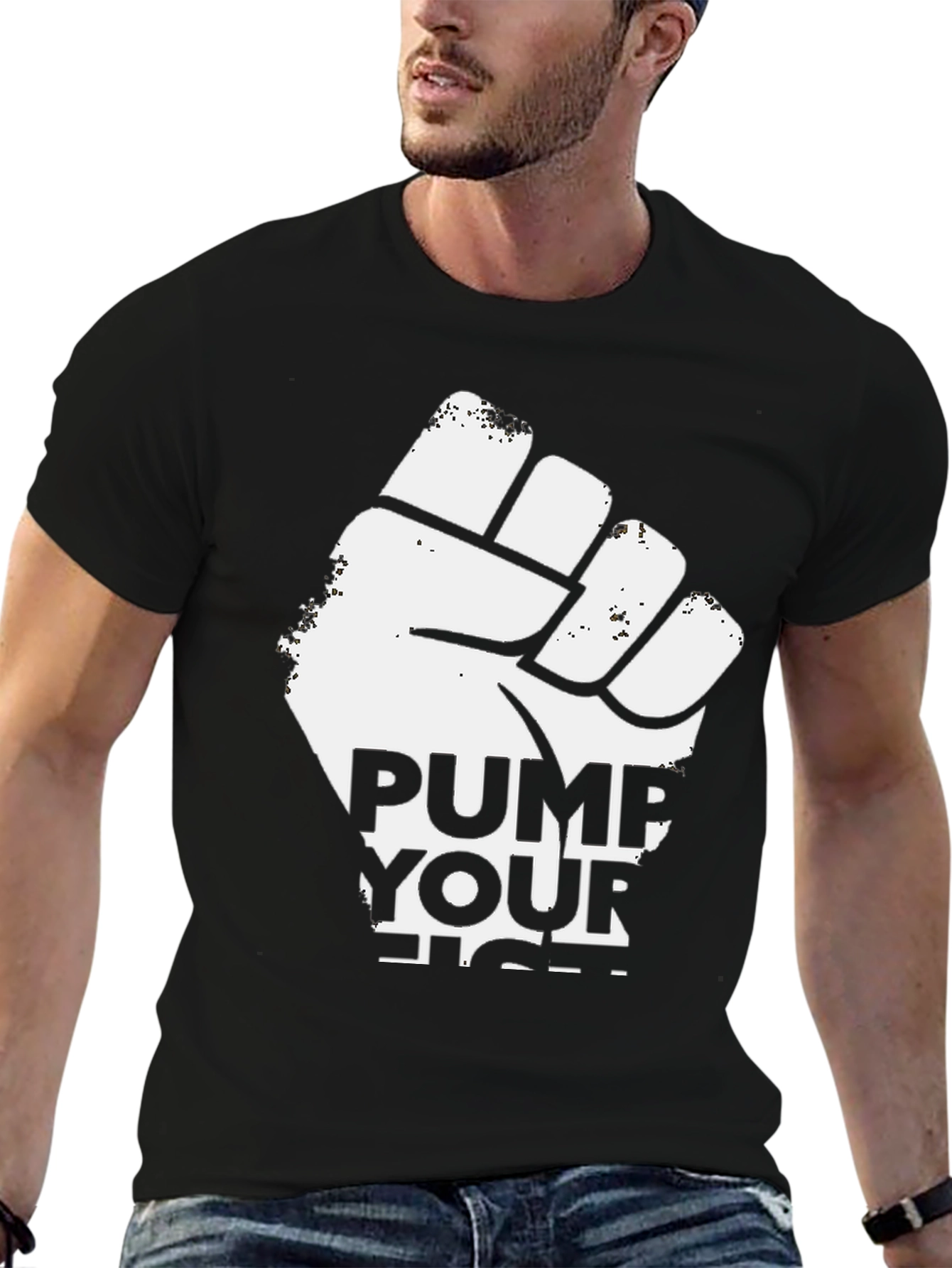 Pump Your Fist Graphic T-Shirt - Black Cotton Tee