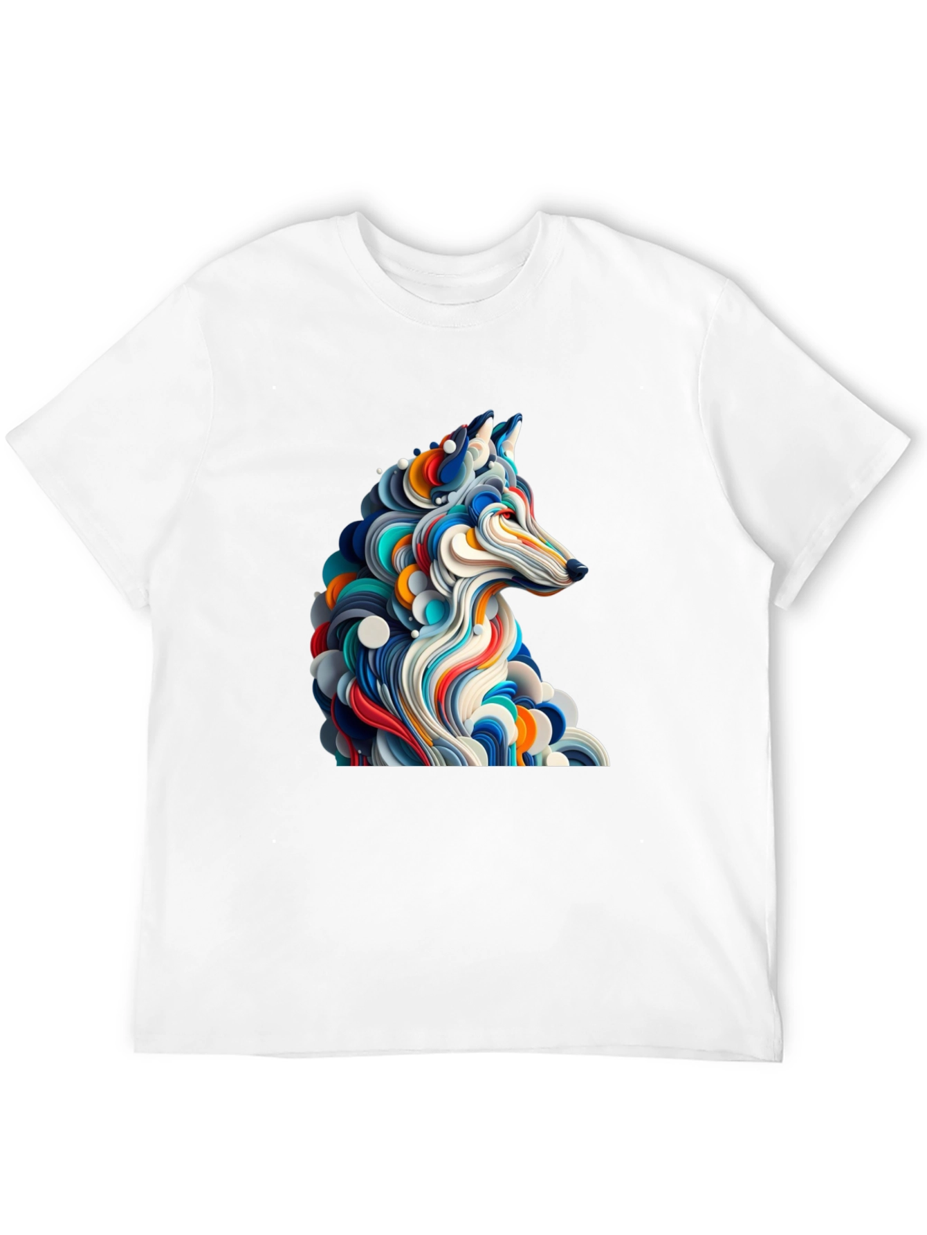 Abstract Wolf Graphic Black T-Shirt