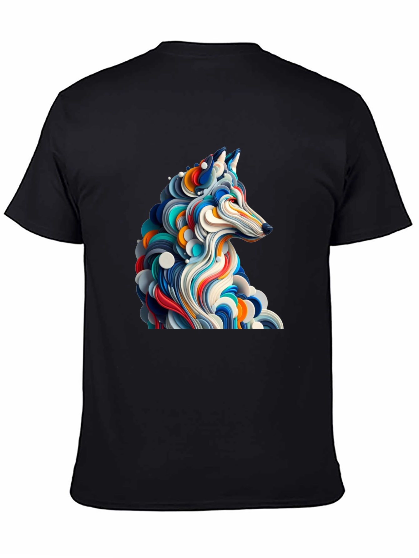 Abstract Wolf Graphic Black T-Shirt