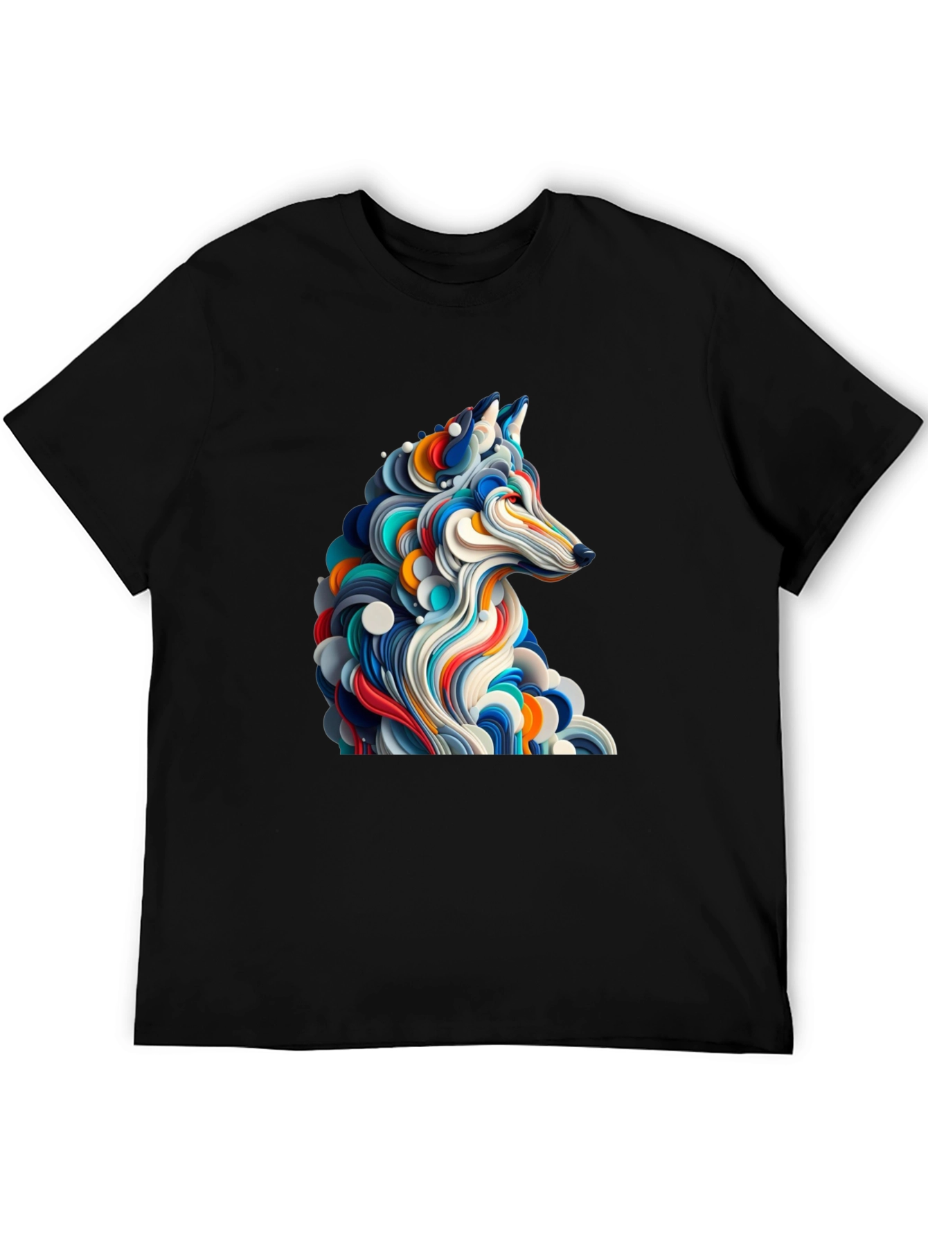 Abstract Wolf Graphic Black T-Shirt