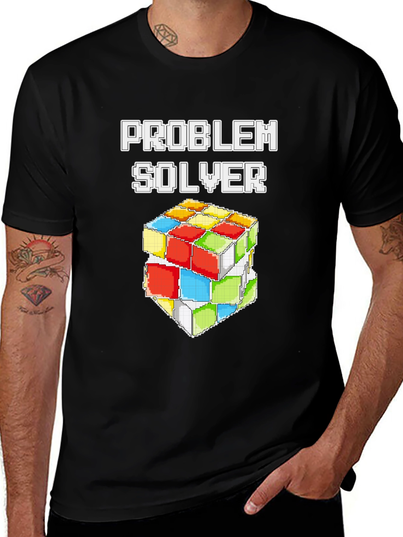 Problem Solver Rubiks Cube Graphic Tee - Black