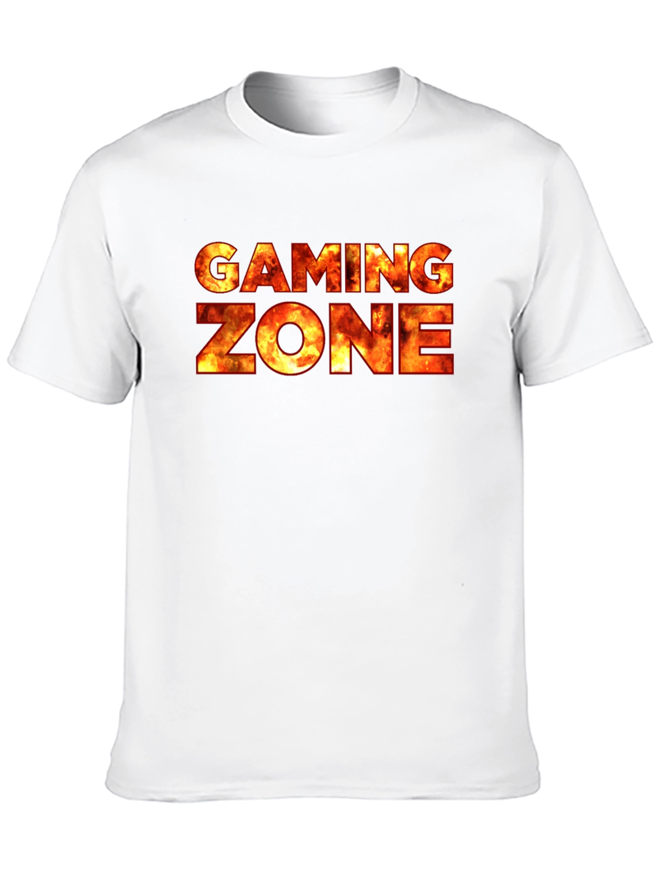 Gaming Zone Fire Text Black T-Shirt