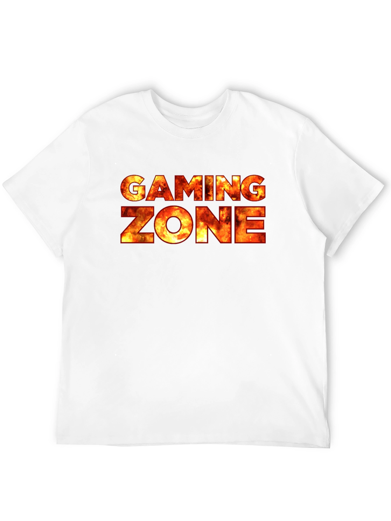 Gaming Zone Fire Text Black T-Shirt