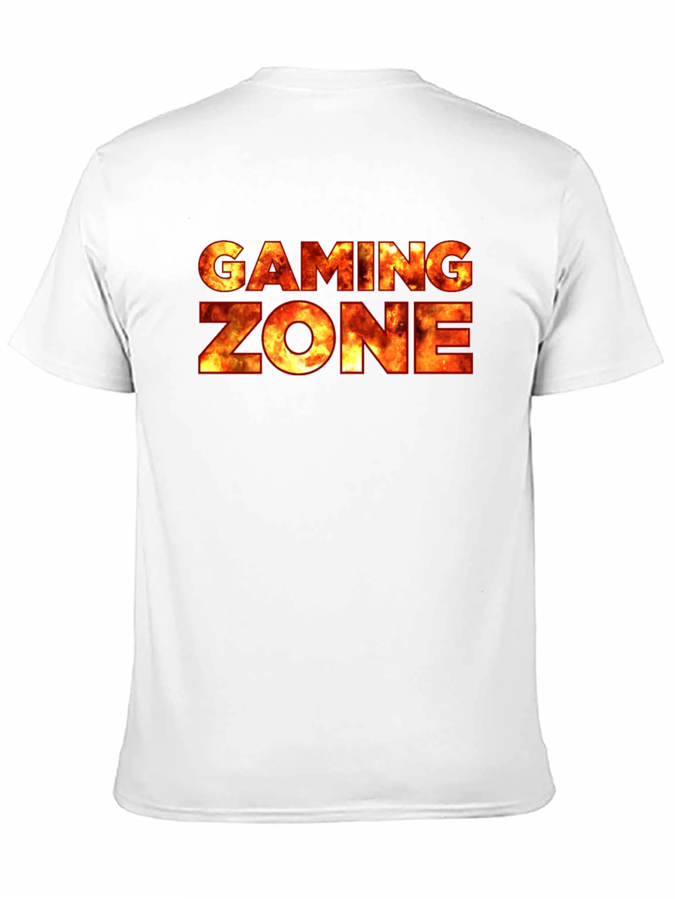 Gaming Zone Fire Text Black T-Shirt