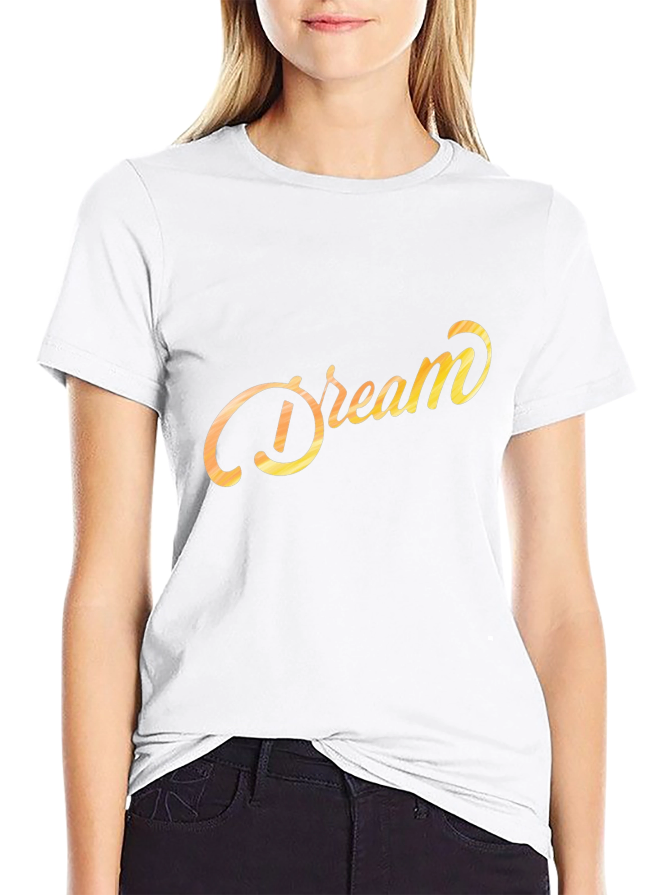 Dream Script Graphic Tee - Black Cotton Casual Shirt
