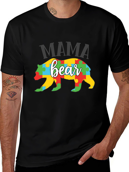 Mama Bear Puzzle Piece Autism Awareness T-Shirt