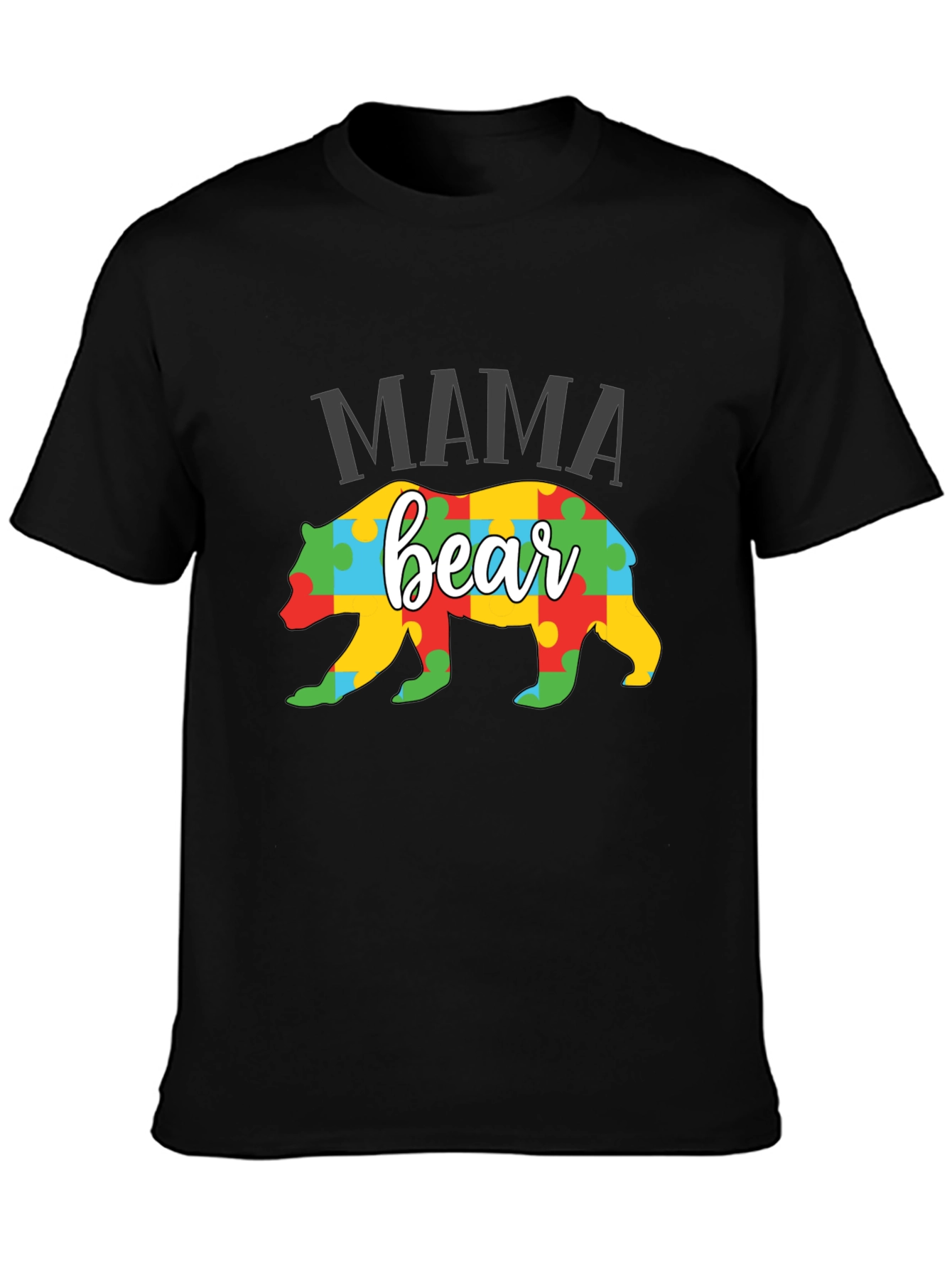 Mama Bear Puzzle Piece Autism Awareness T-Shirt