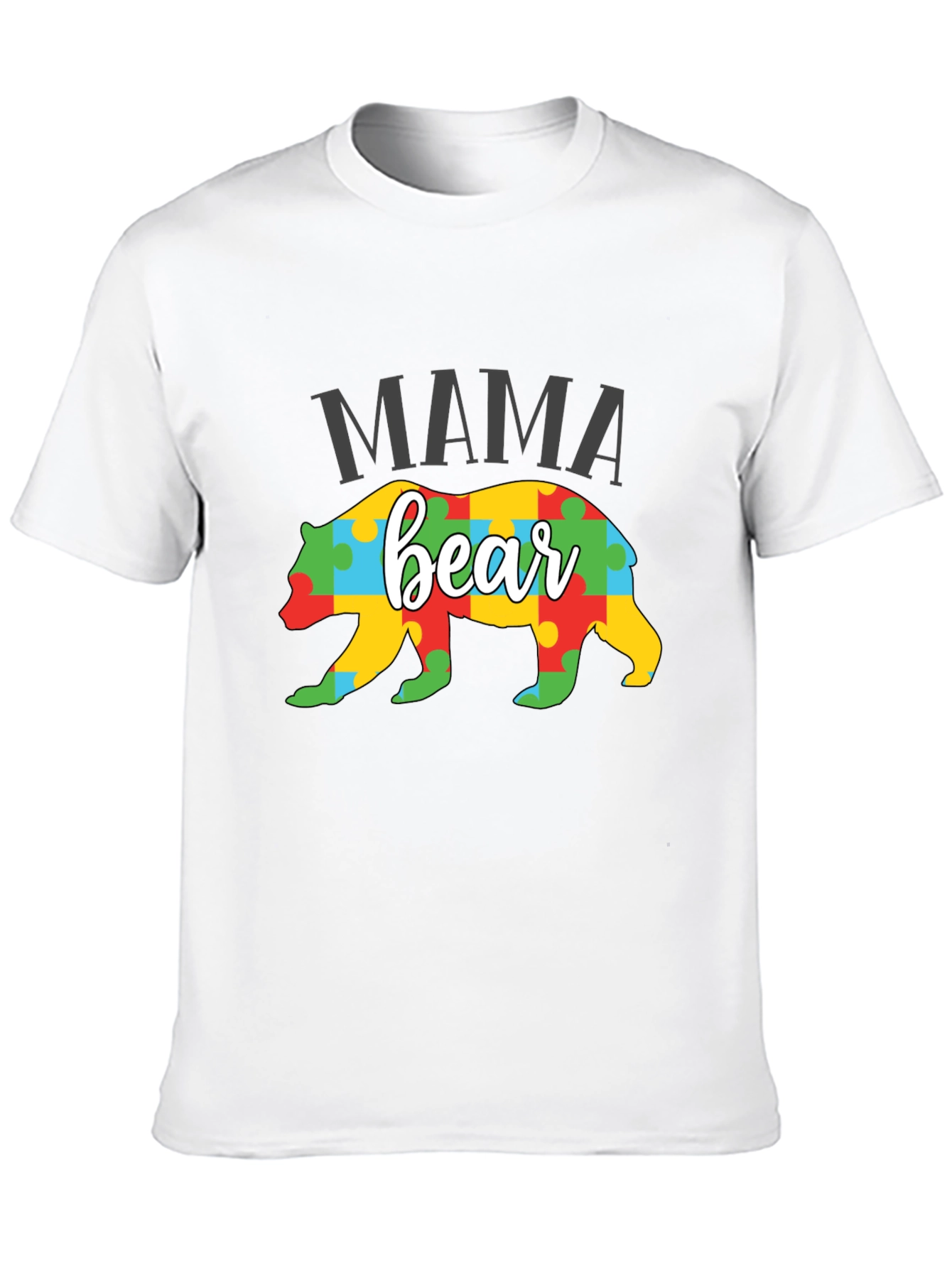 Mama Bear Puzzle Piece Autism Awareness T-Shirt