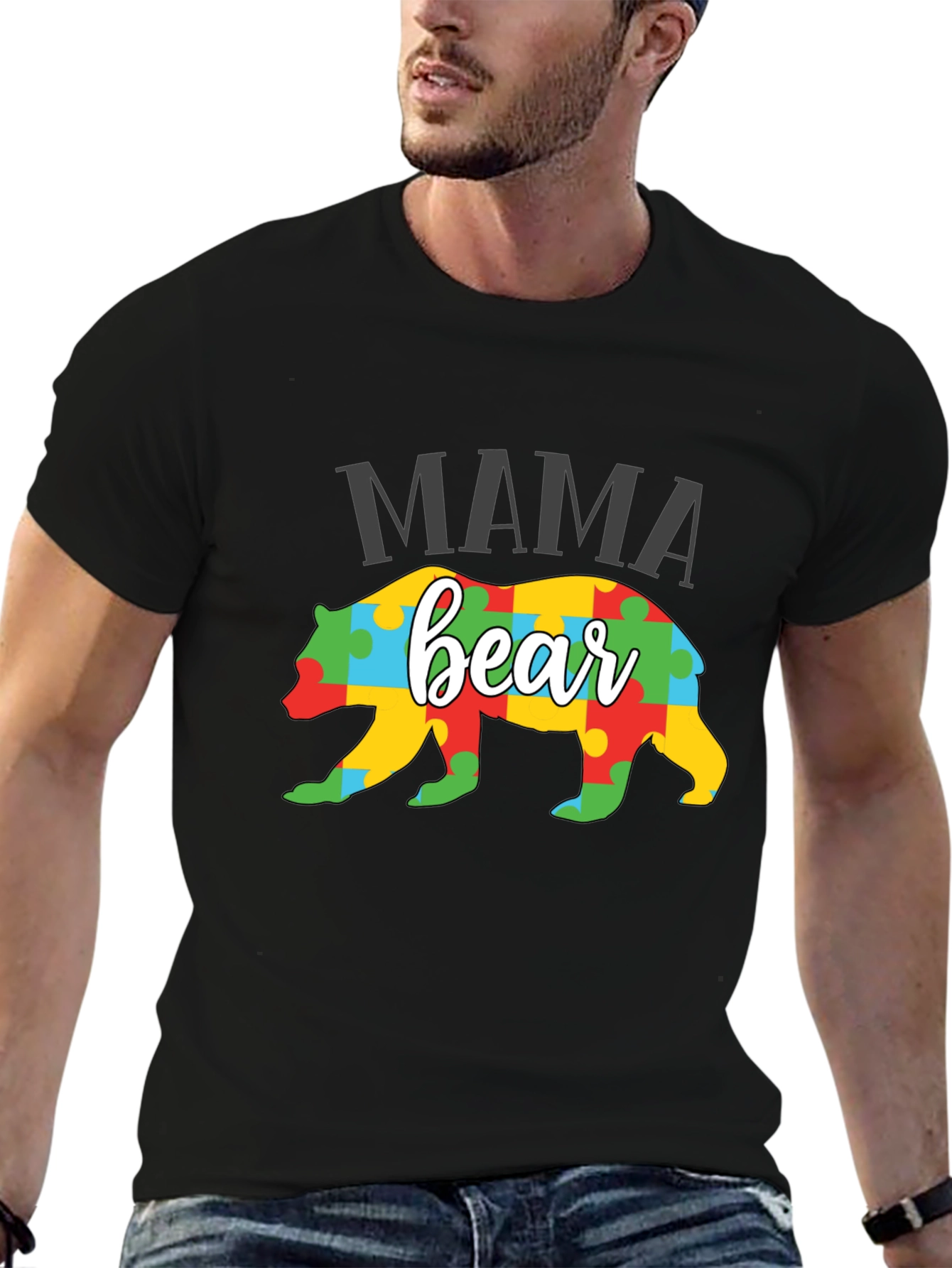 Mama Bear Puzzle Piece Autism Awareness T-Shirt