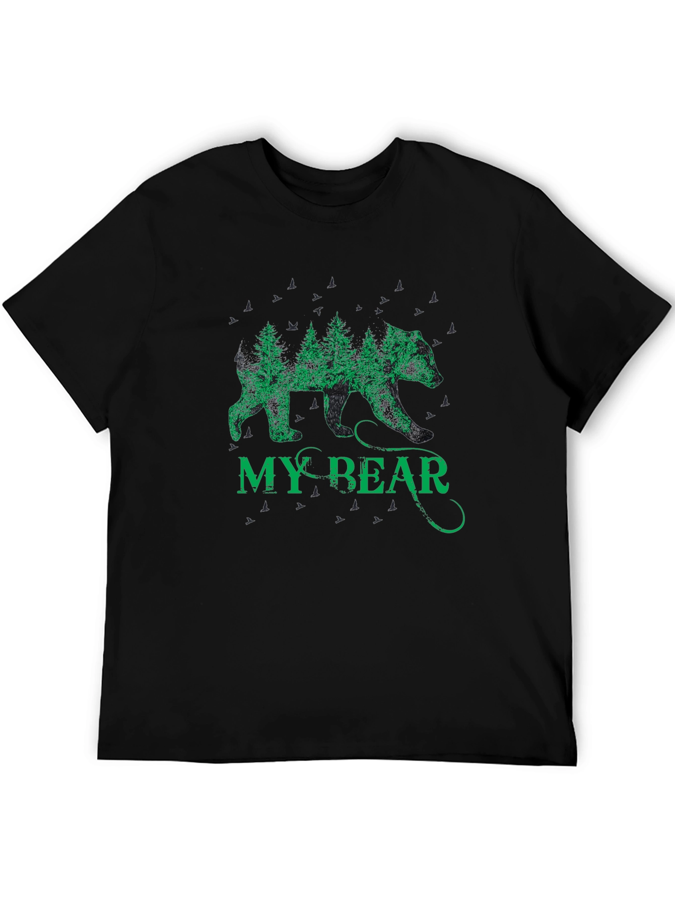 Nature Bear Graphic Tee - Black Cotton