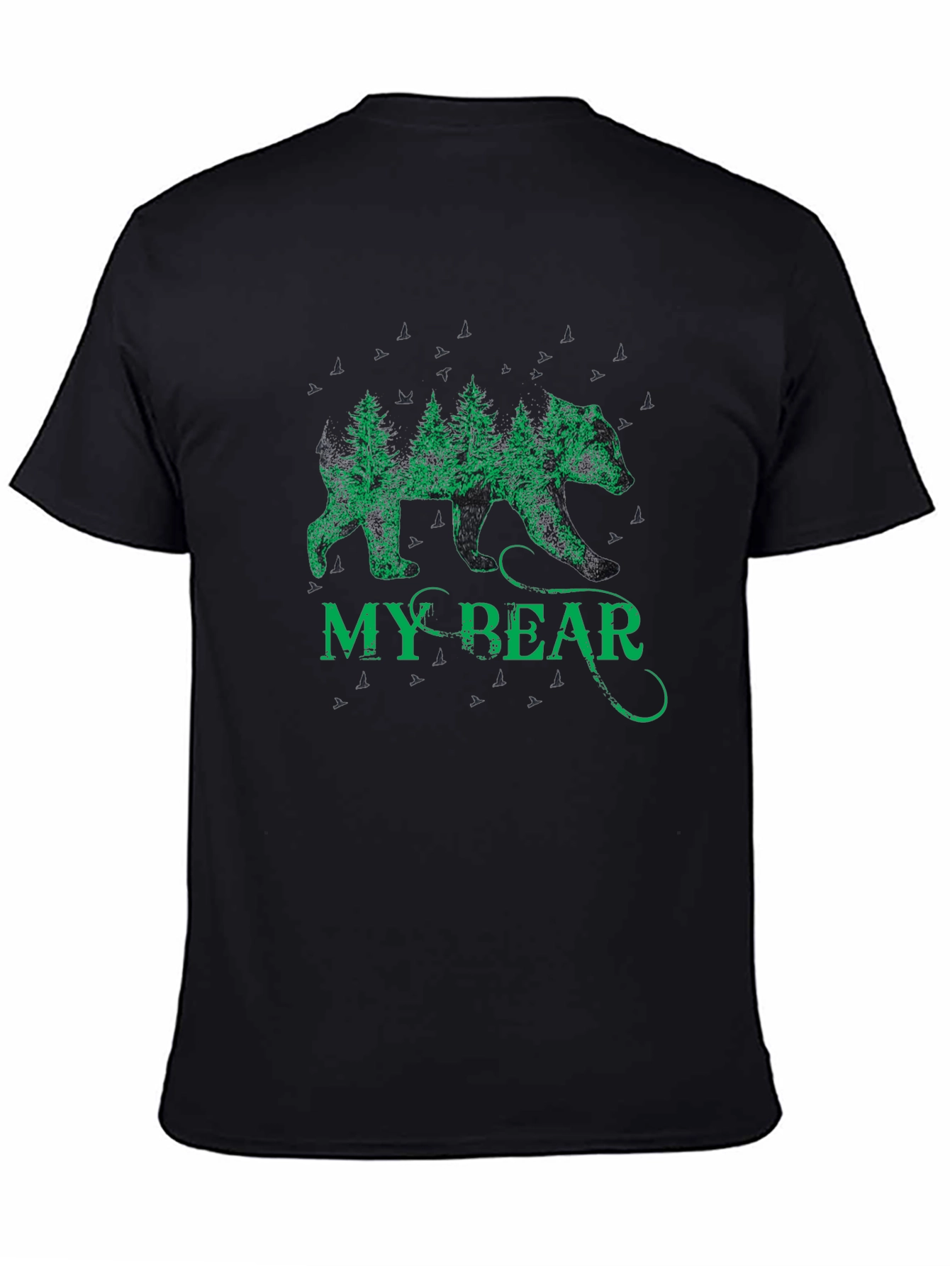 Nature Bear Graphic Tee - Black Cotton