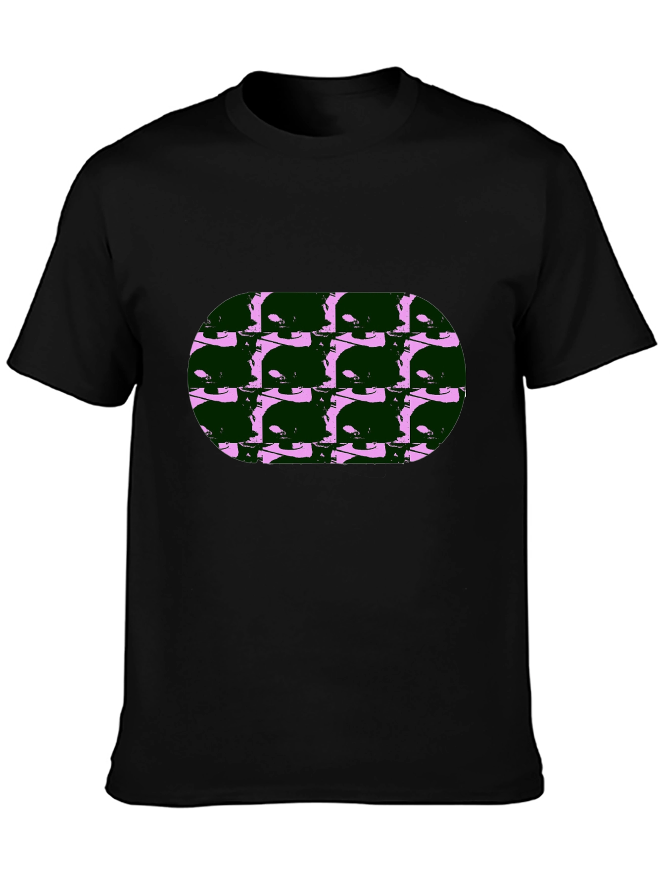Abstract Cat Print Black T-Shirt