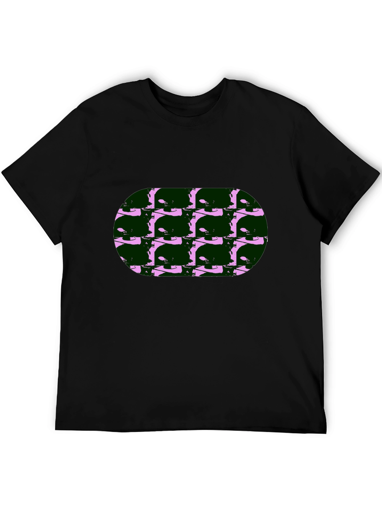 Abstract Cat Print Black T-Shirt