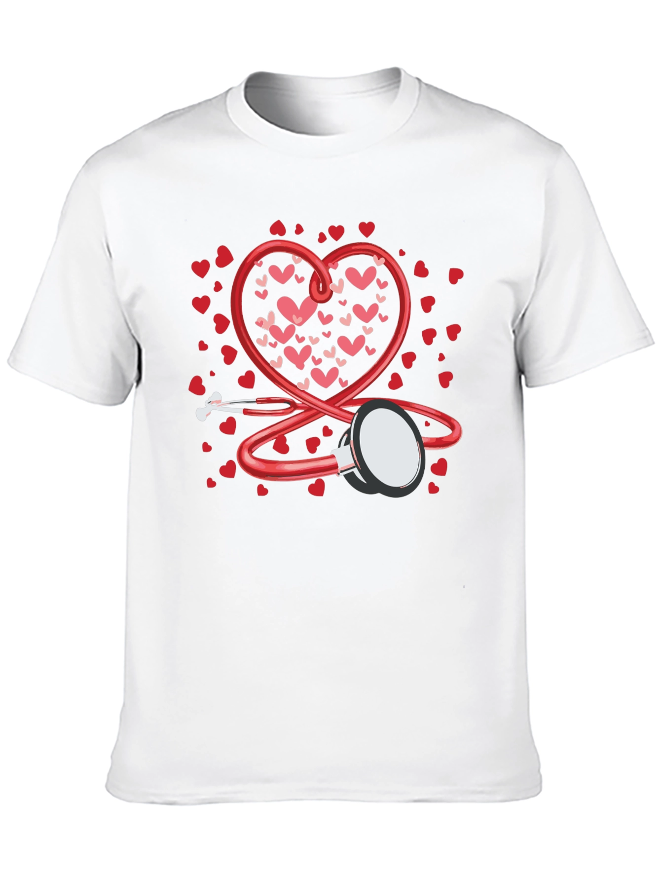 Heart Stethoscope Valentines Day Black T-Shirt