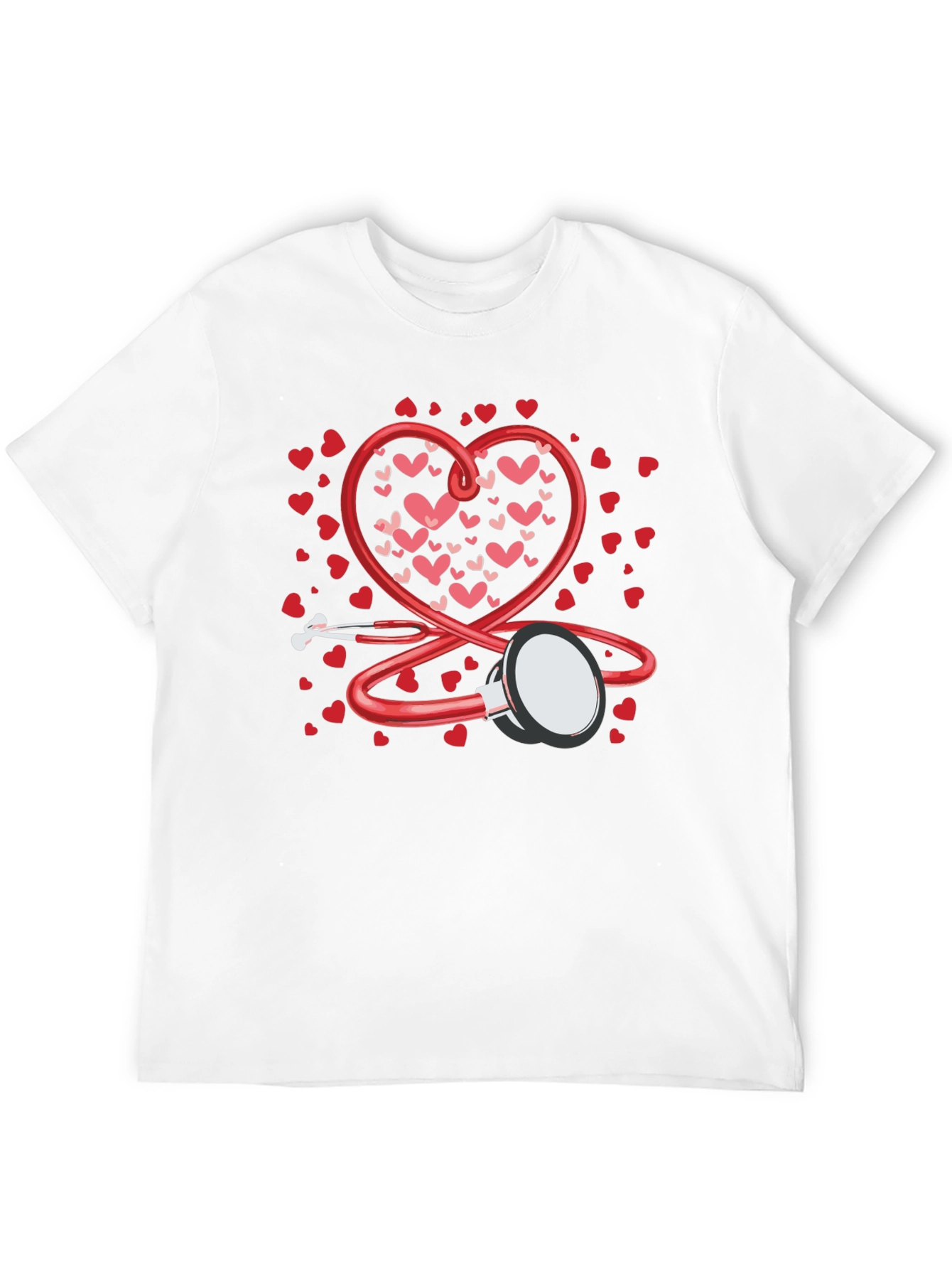 Heart Stethoscope Valentines Day Black T-Shirt
