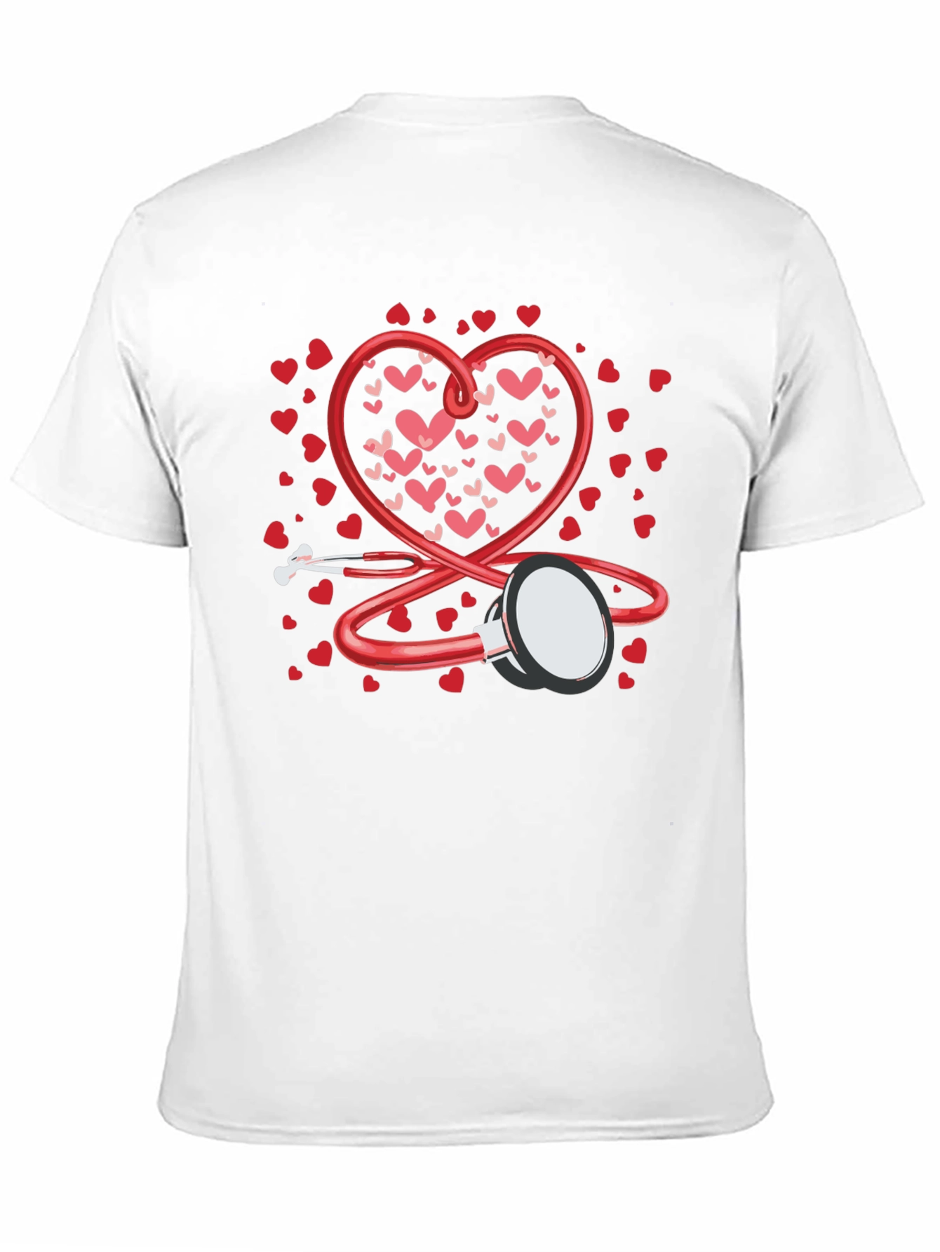 Heart Stethoscope Valentines Day Black T-Shirt
