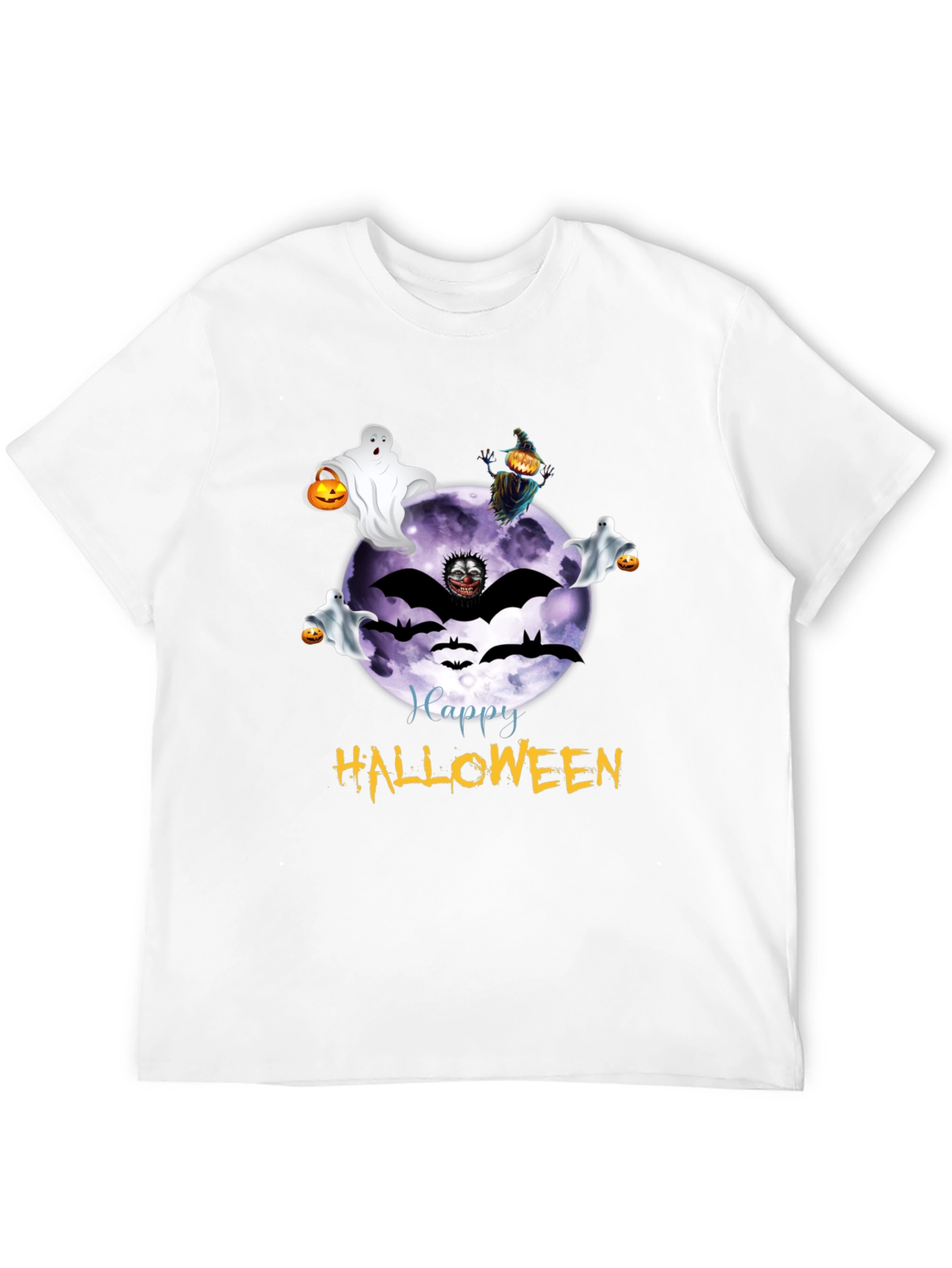 Halloween Graphic Tee - Ghost Bat Moon