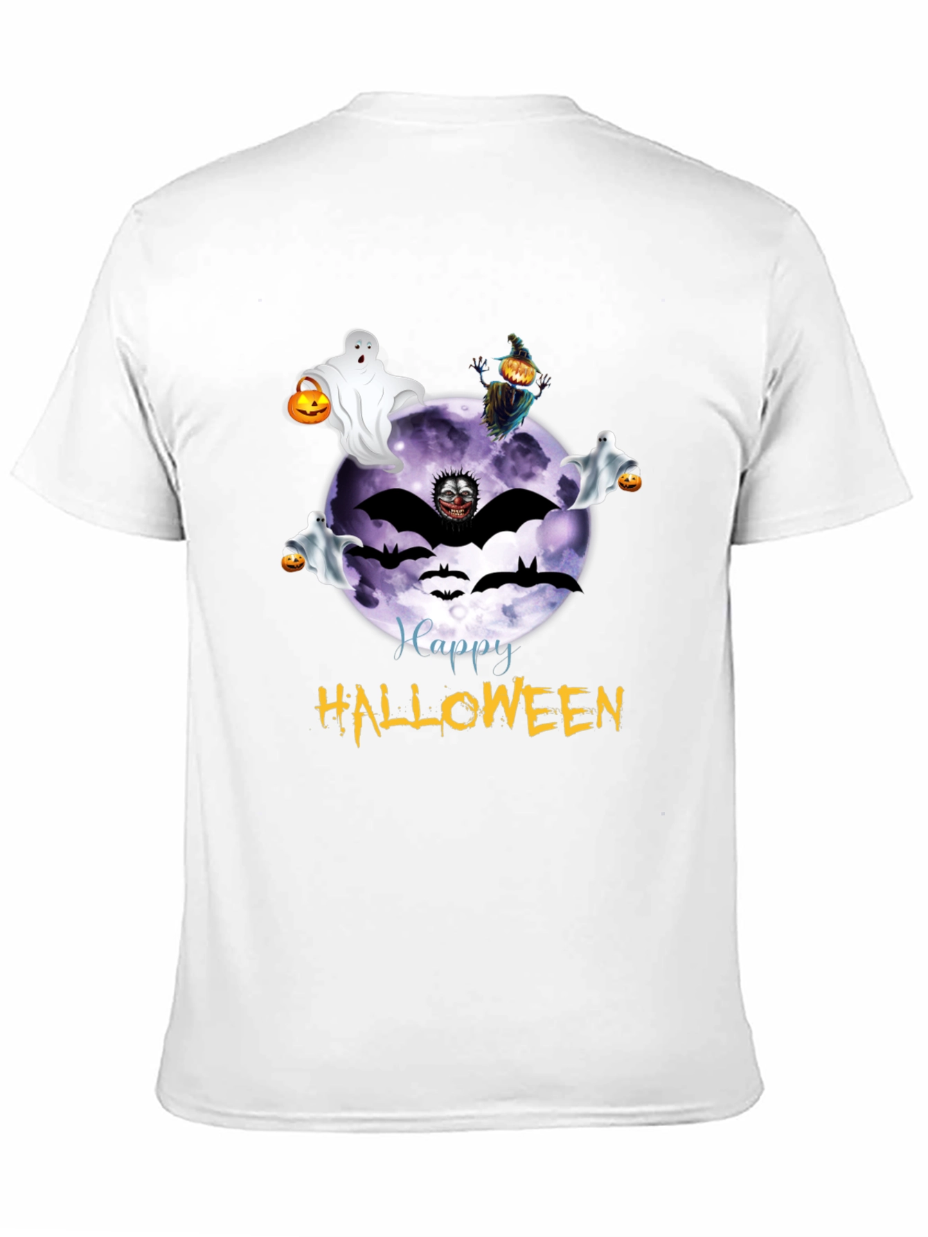 Halloween Graphic Tee - Ghost Bat Moon